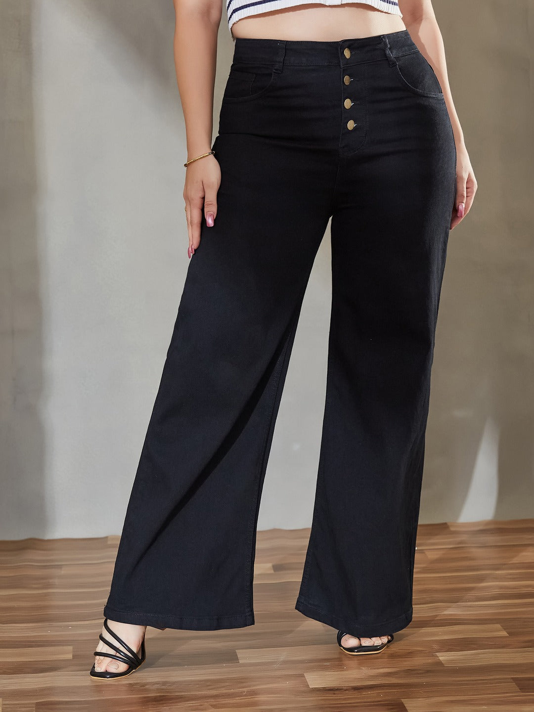 White Bootcut High Rise Regular Stretchable Denim Jeans for Women