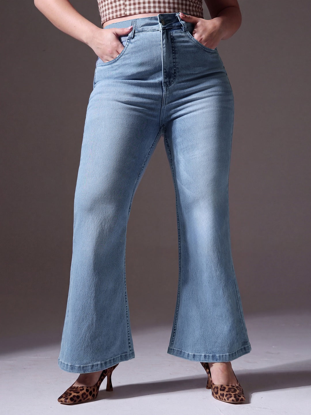 CHASEshape™ Light Blue High Rise Regular Stretchable Denim Bootcut Jeans for Women
