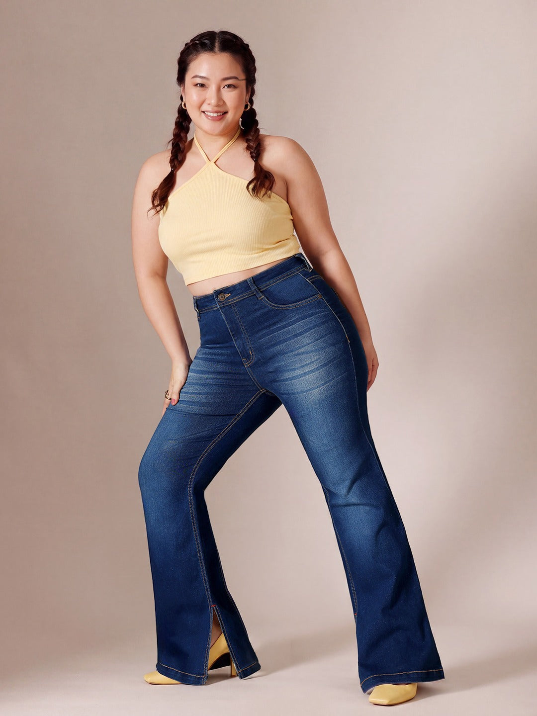 Blue Bootcut Mid Rise Denim Stretchable Jeans for Women