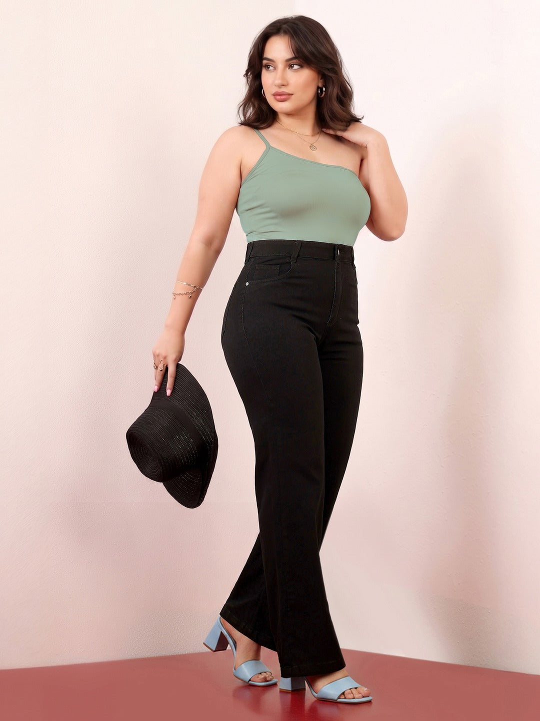 Navy Blue High-Rise Stretchable Bootcut Denim Jeans for Women