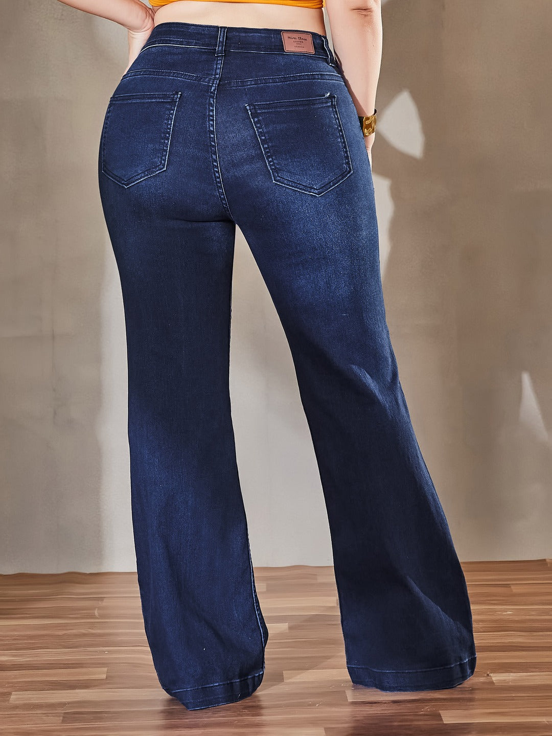 Light Blue Bootcut High rise Regular Stretchable Denim Jeans for Women
