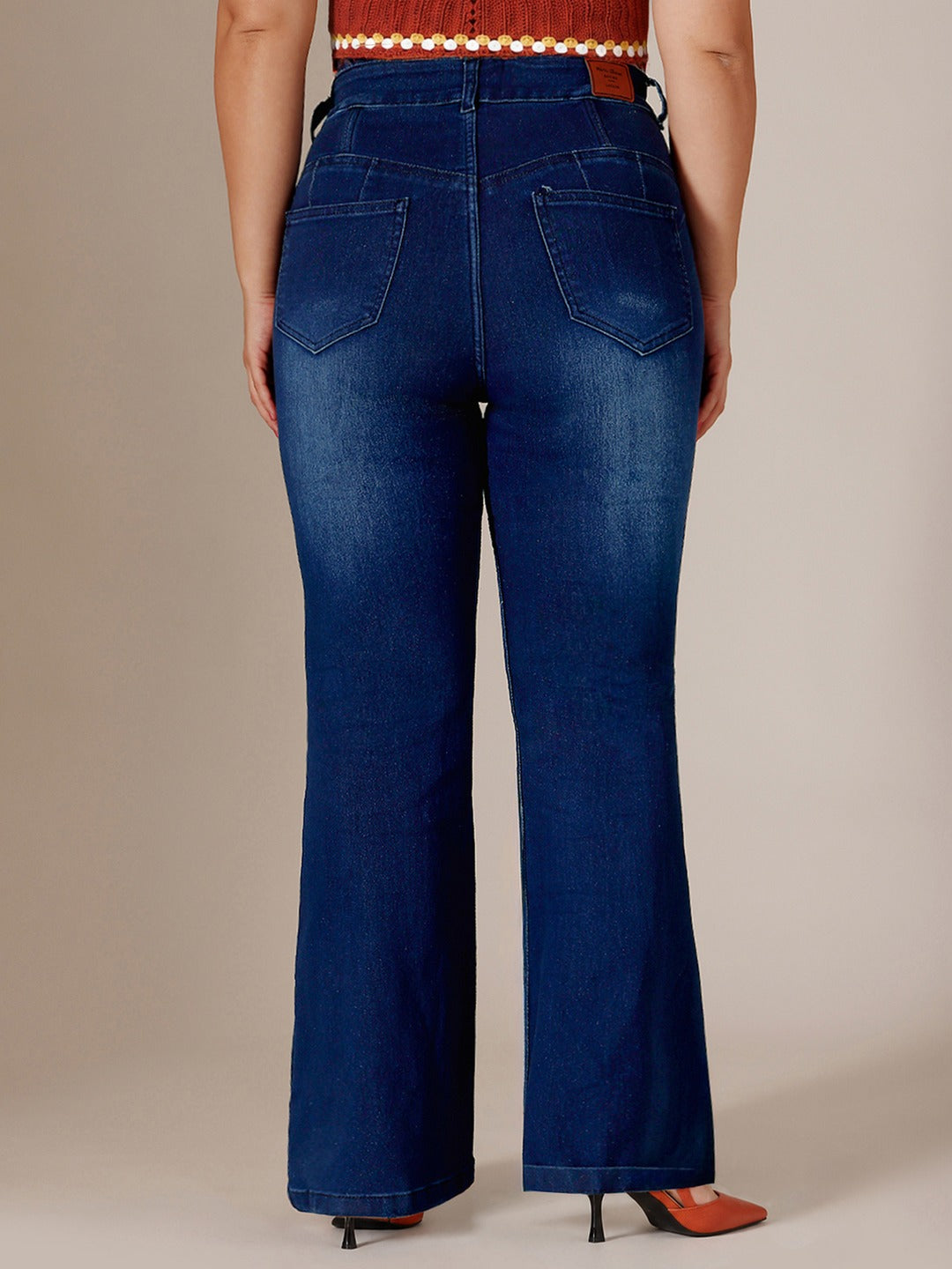 CHASEshape™ Navy Blue Bootcut High Rise Stretchable Denim Jeans for Women