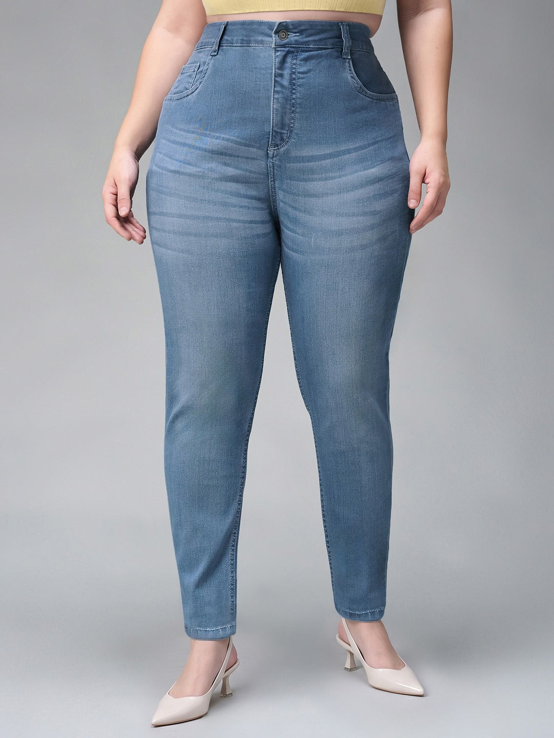 Light Blue Super Skinny High Rise Stretchable Denim Jeans for Women