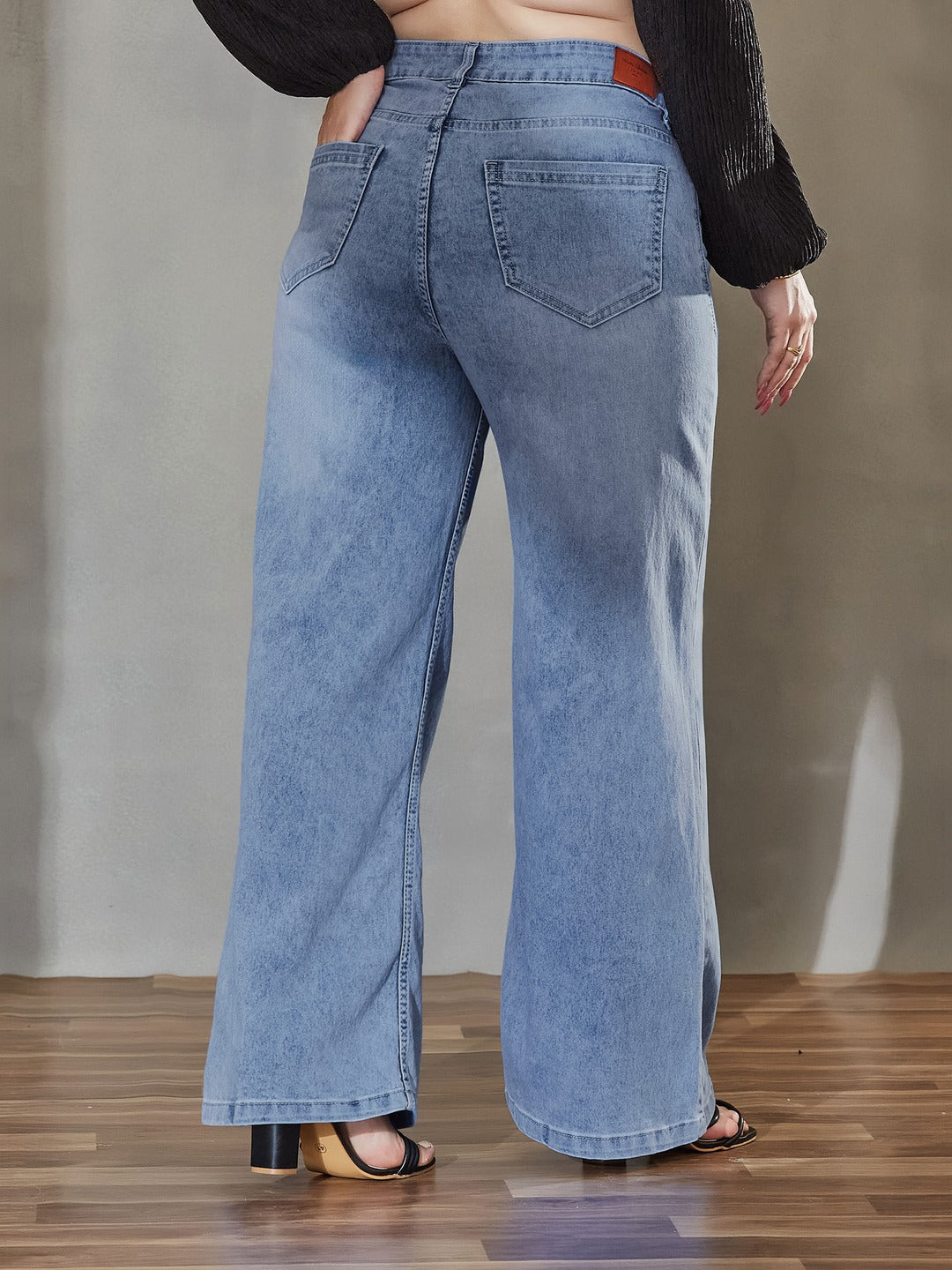 CHASEshape™ Light Blue Wide-Leg High-Rise Stretchable Denim Jeans for Women