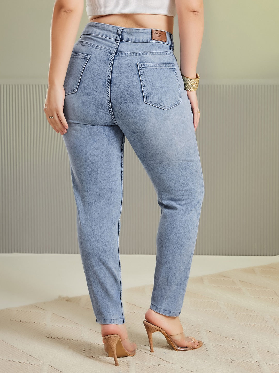 CHASEshape™ Blue High Rise Stretchable Denim Wide-Leg Jeans for Women
