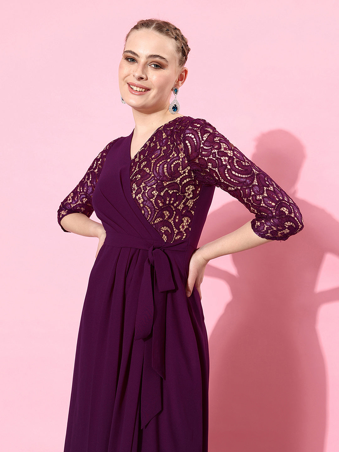 Miss Chase Dark Purple Relaxed dress for Women