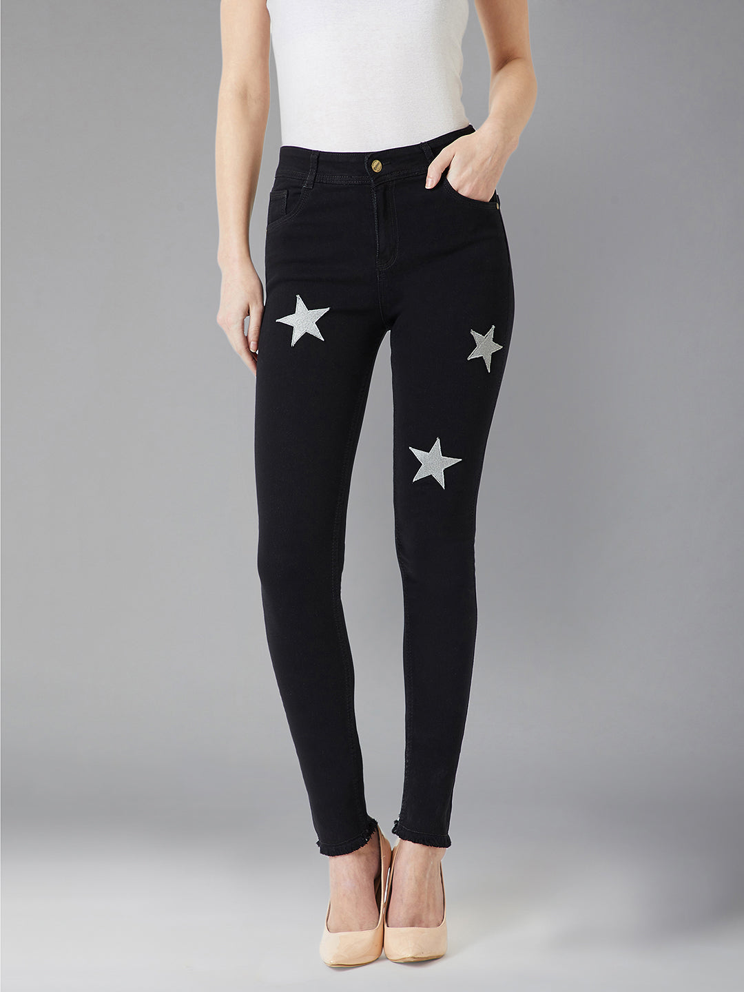 Women's Black Slim-Fit High-Rise Stretchable Denim Jeans