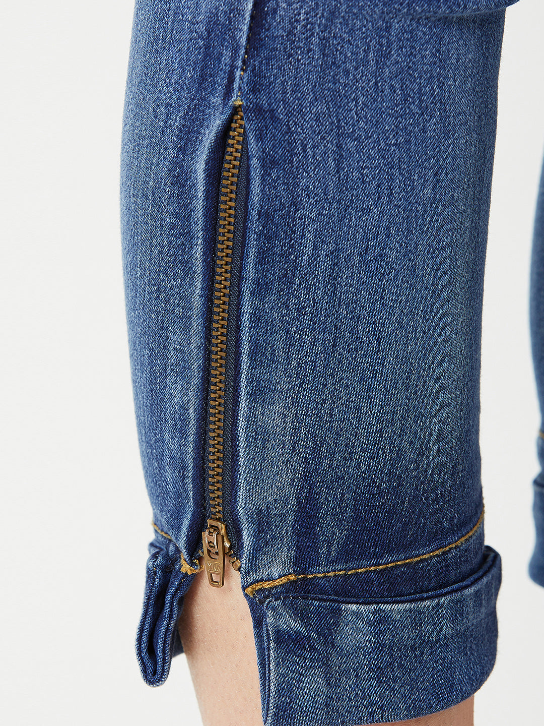 Women's Blue Skinny-Fit High-Rise Ankle Length Acid Wash Blast Effect Stretchable Denim Jeans