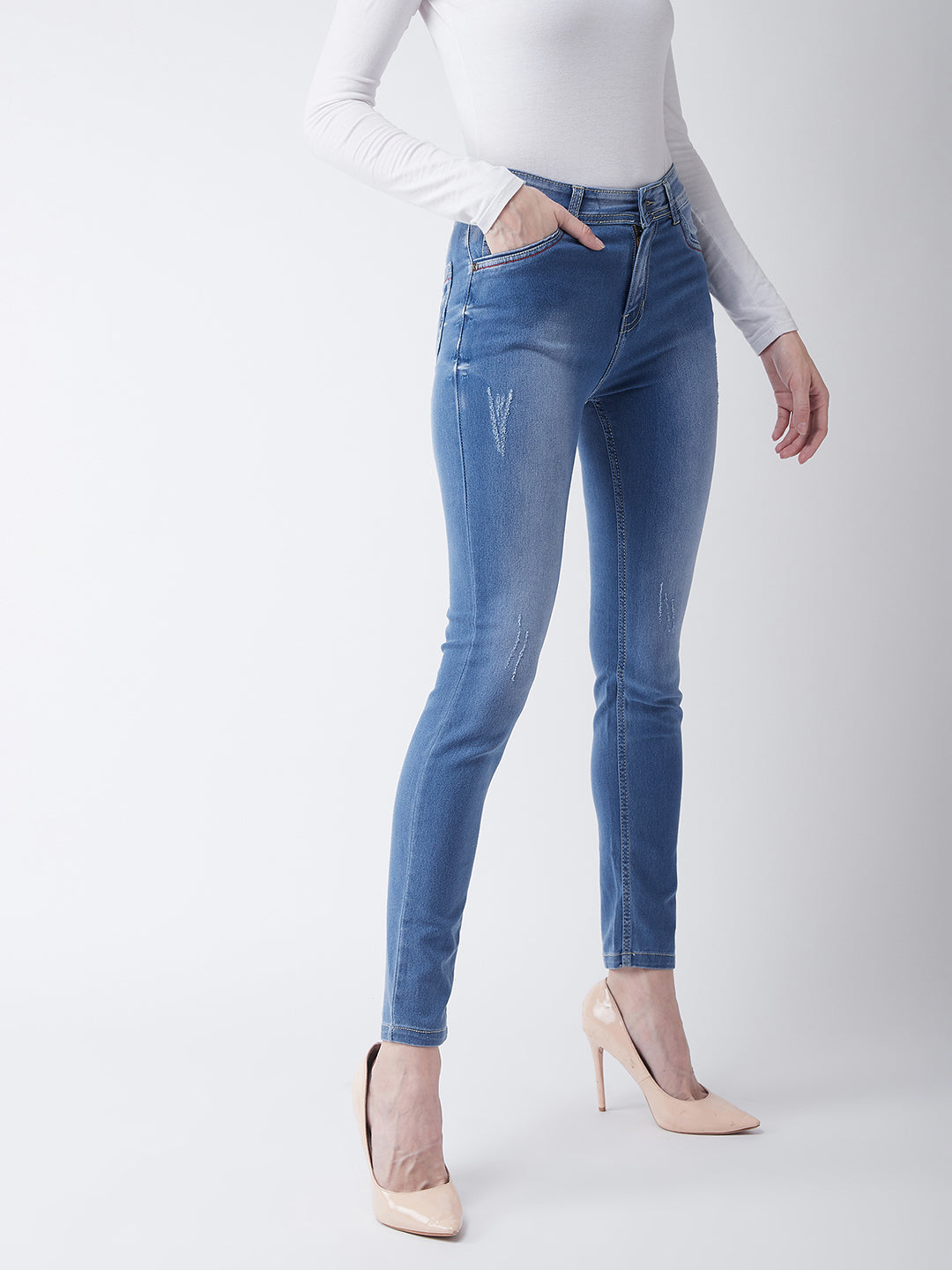 Women's Blue Skinny-Fit High-Rise Stretchable Denim Jeans
