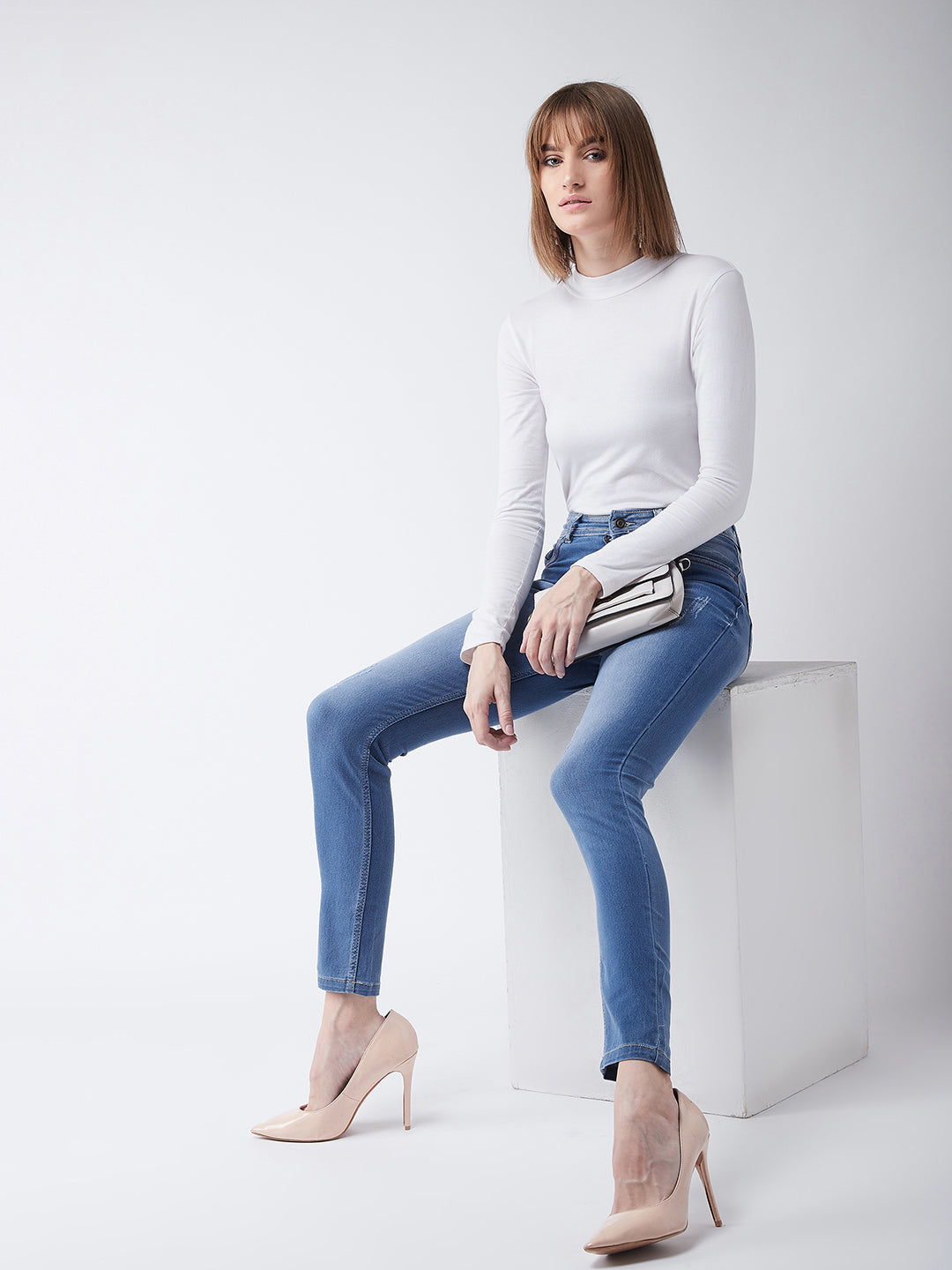 Women's Blue Skinny-Fit High-Rise Stretchable Denim Jeans