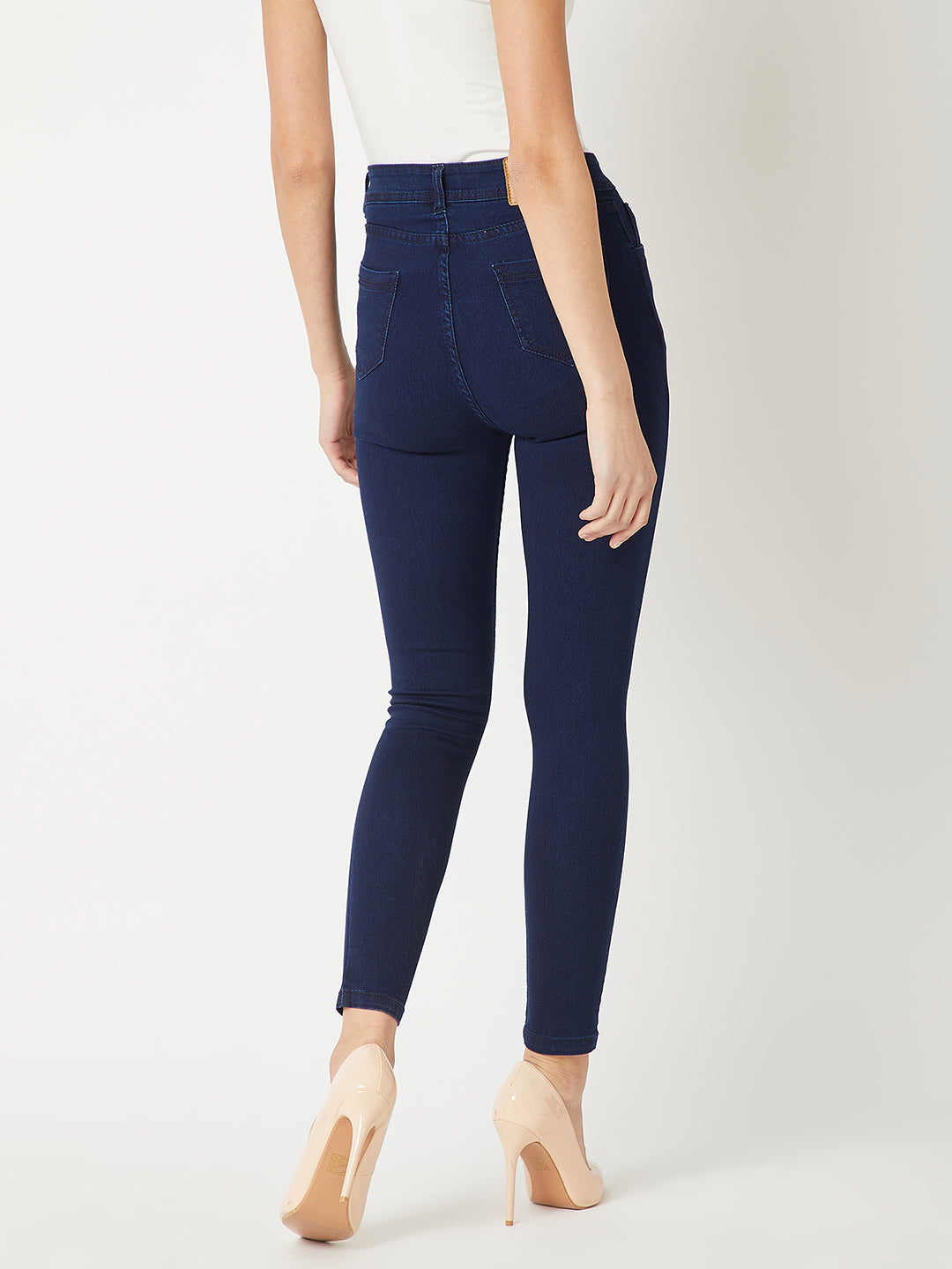 24/7 Comfort Navy-Blue Skinny-Fit High-Rise Stretchable Denim Jeans