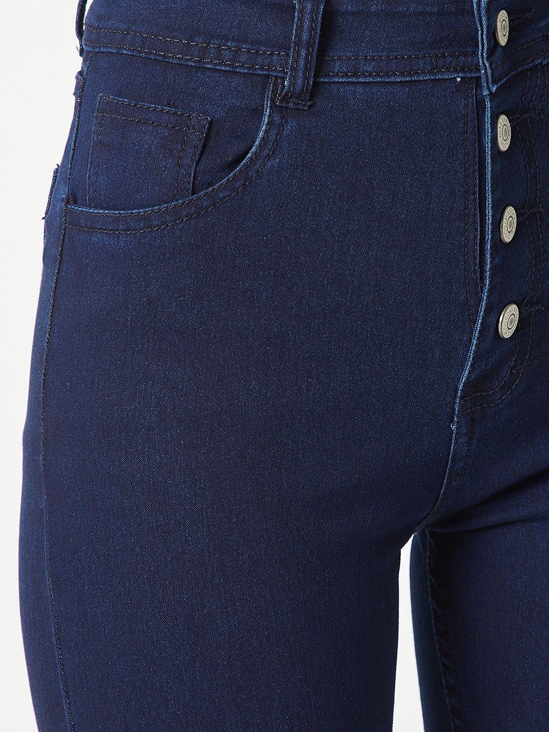 24/7 Comfort Navy-Blue Skinny-Fit High-Rise Stretchable Denim Jeans