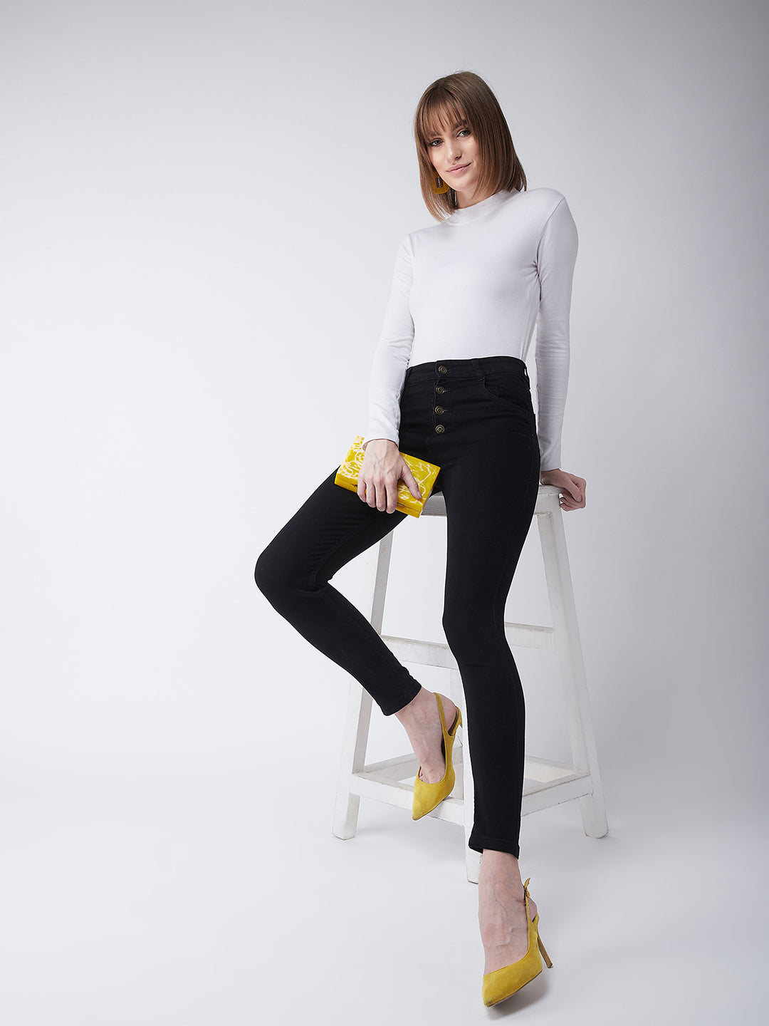 24/7 Comfort Black Skinny-Fit High-Rise Stretchable Denim Jeans