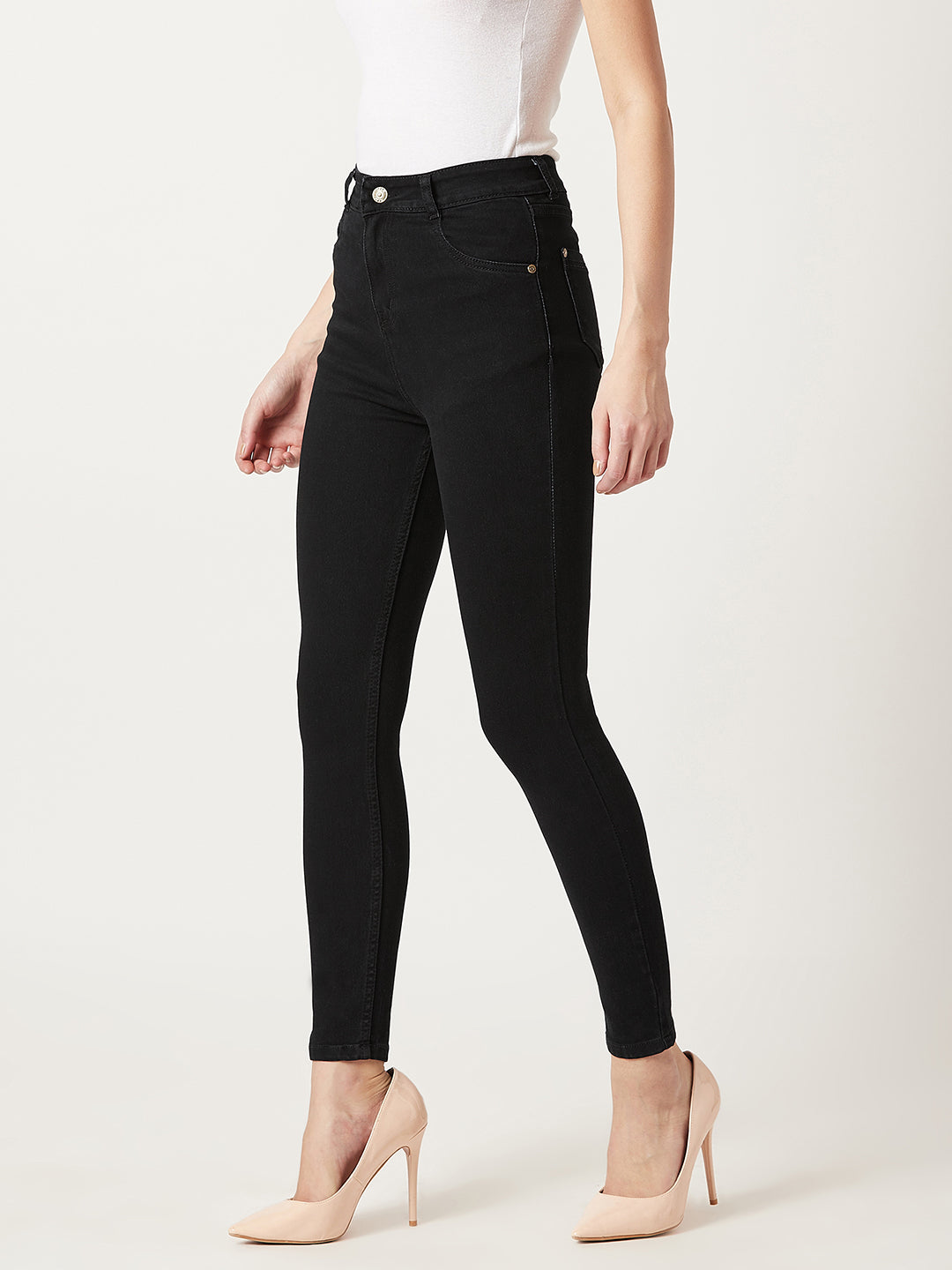 24/7 Comfort Black Skinny-Fit High-Rise Stretchable Denim Jeans