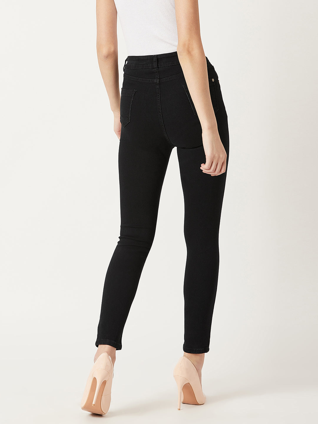 24/7 Comfort Black Skinny-Fit High-Rise Stretchable Denim Jeans