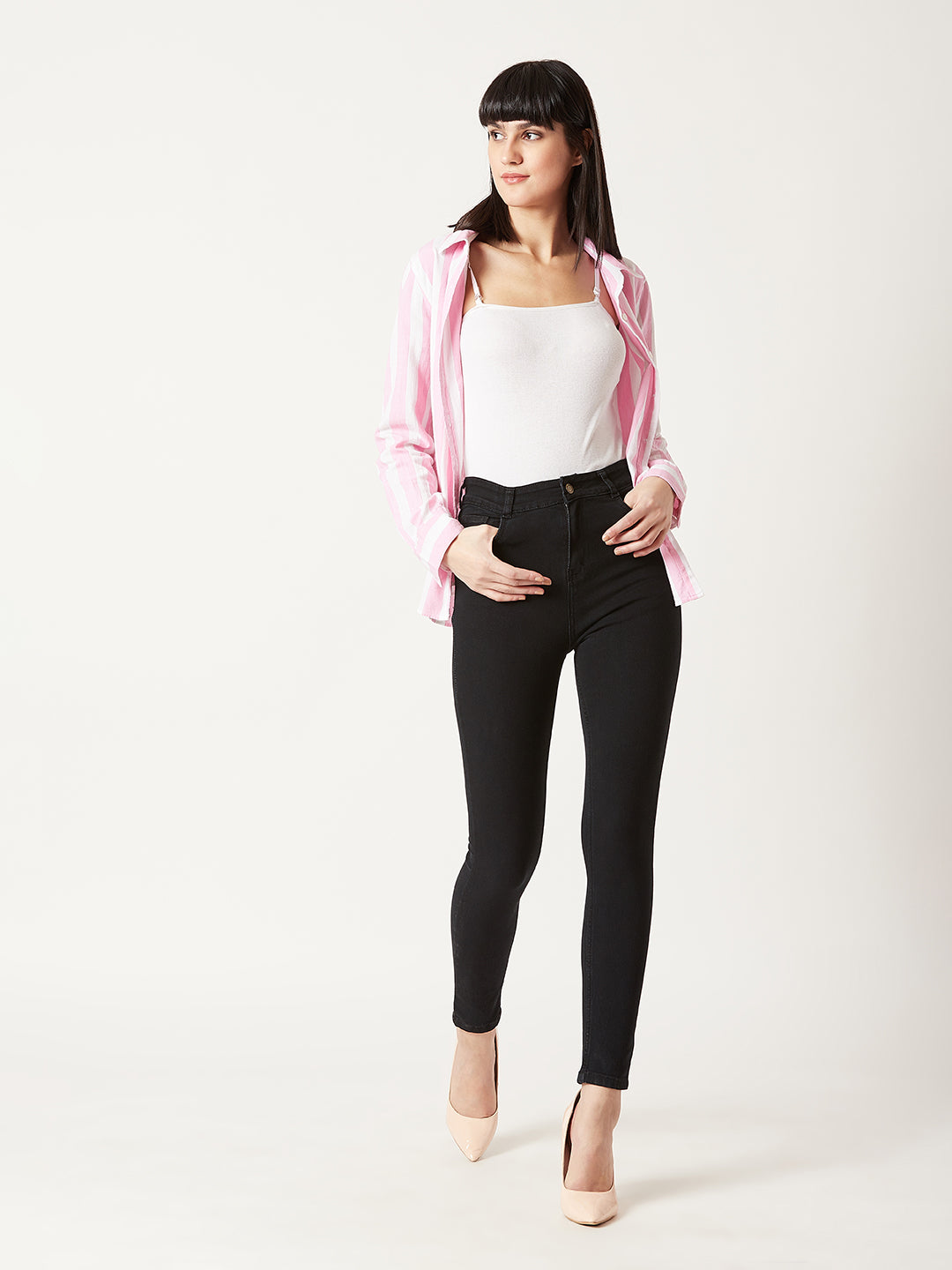 24/7 Comfort Black Skinny-Fit High-Rise Stretchable Denim Jeans