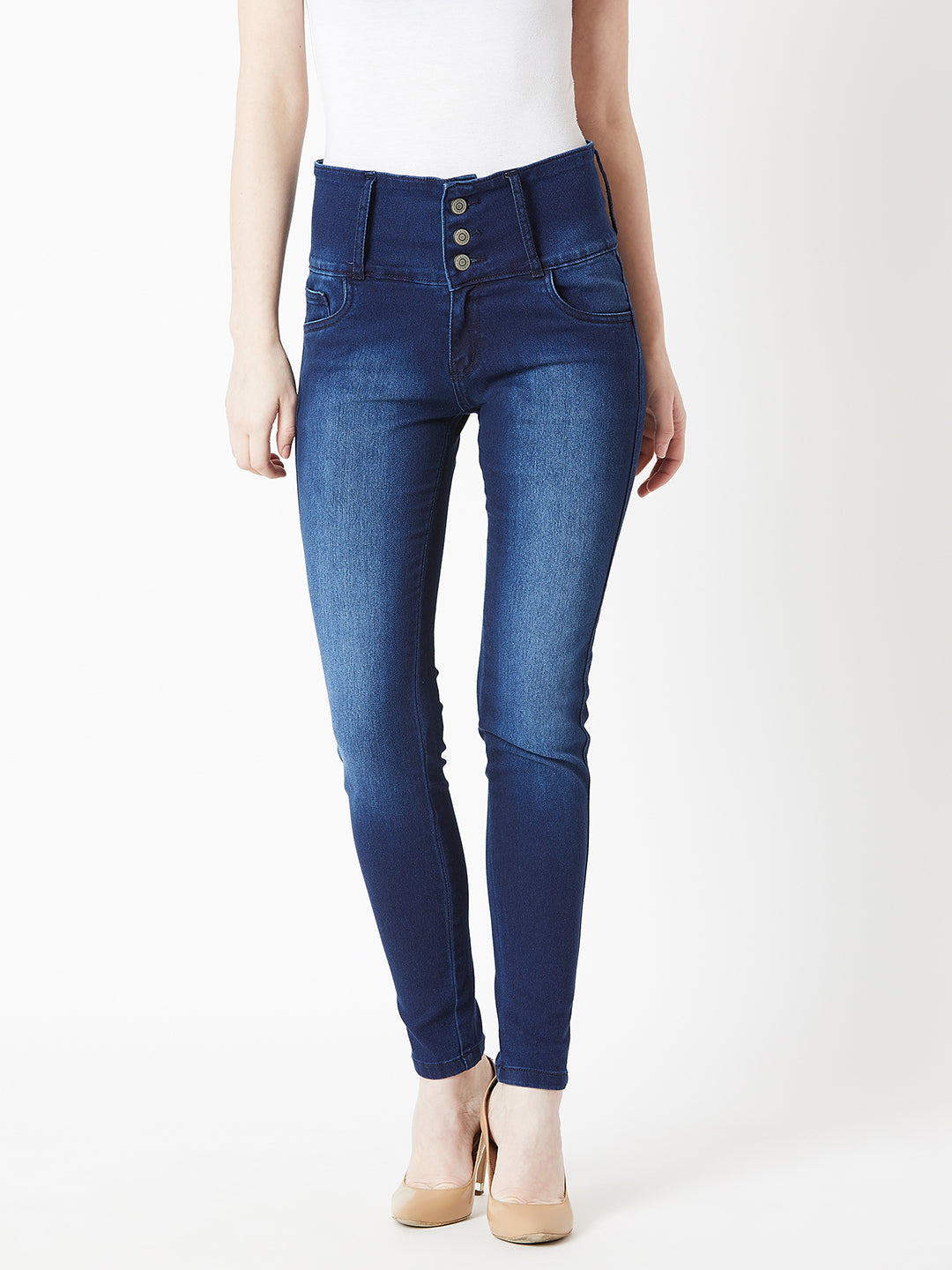 CHASEstretch™ Women's Navy-Blue Skinny-Fit High-Rise Stretchable High-Rise Denim Jeans
