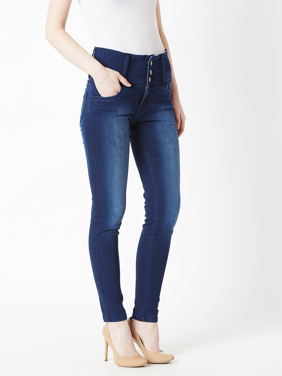 CHASEstretch™ Women's Navy-Blue Skinny-Fit High-Rise Stretchable High-Rise Denim Jeans