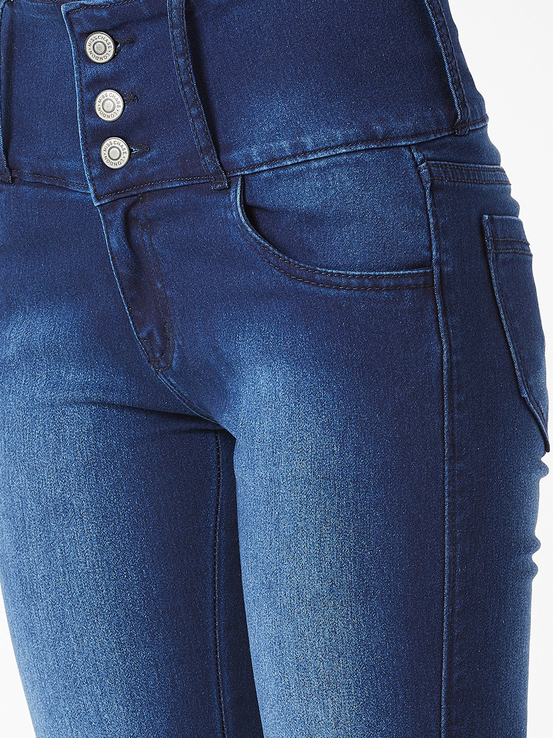 CHASEstretch™ Women's Navy-Blue Skinny-Fit High-Rise Stretchable High-Rise Denim Jeans