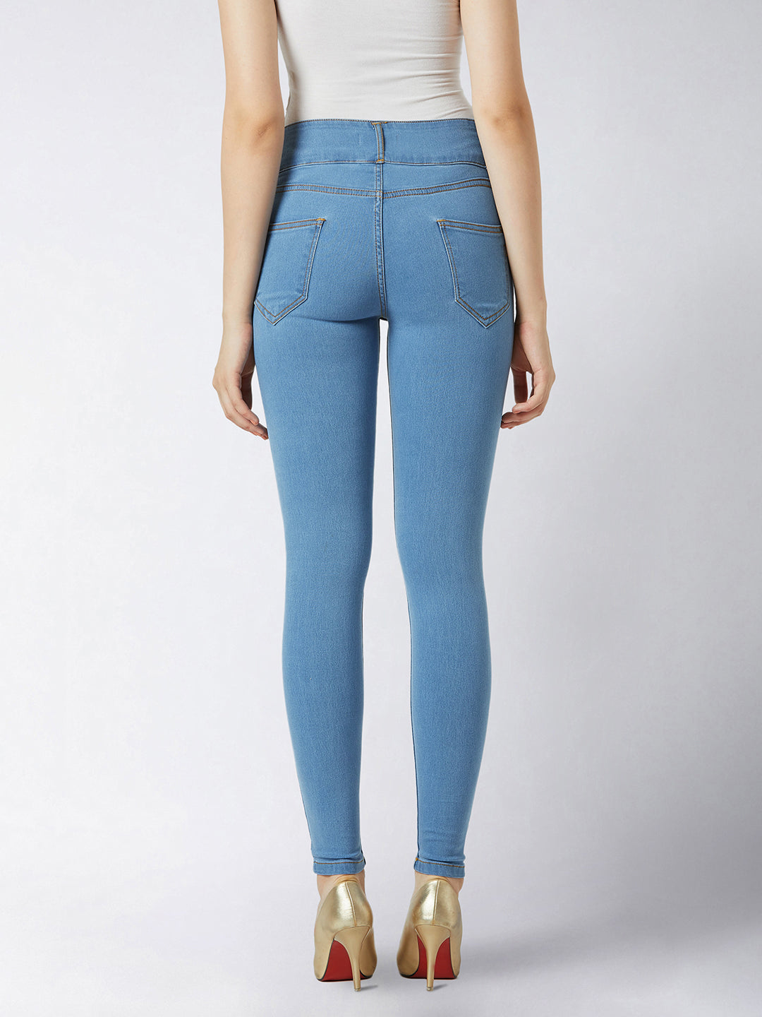 Women's Blue Skinny-Fit High-Rise Regular Length Stretchable Denim Pants
