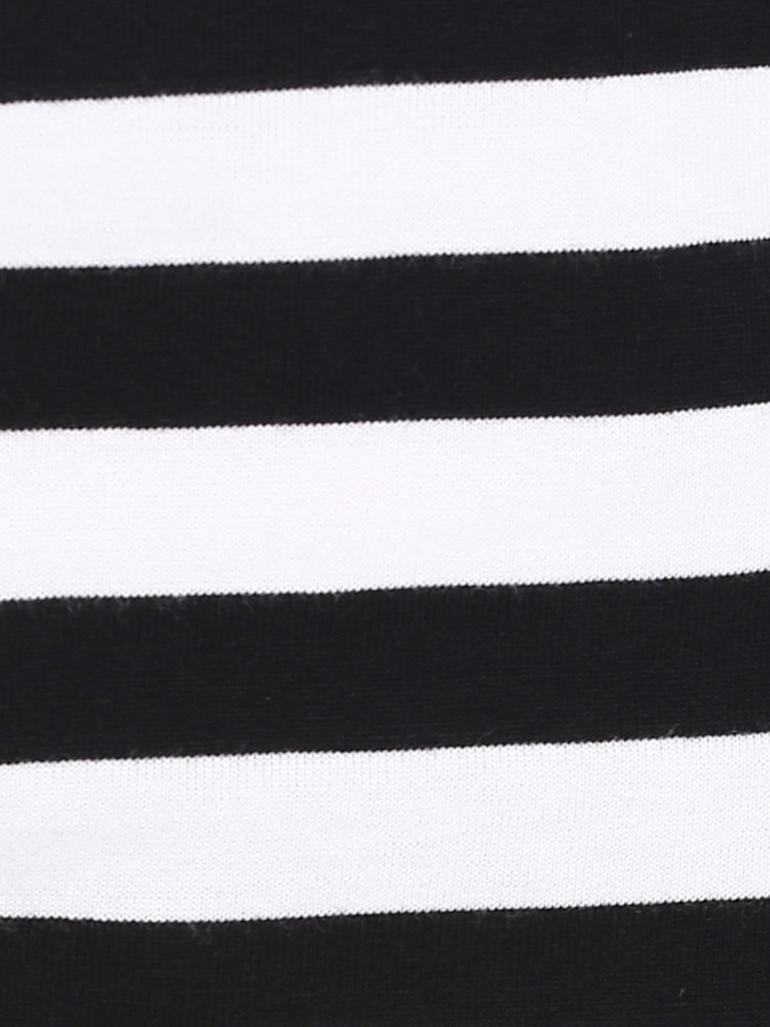 Women's Black and White Boat Neck Half Sleeves Solid Striped Top