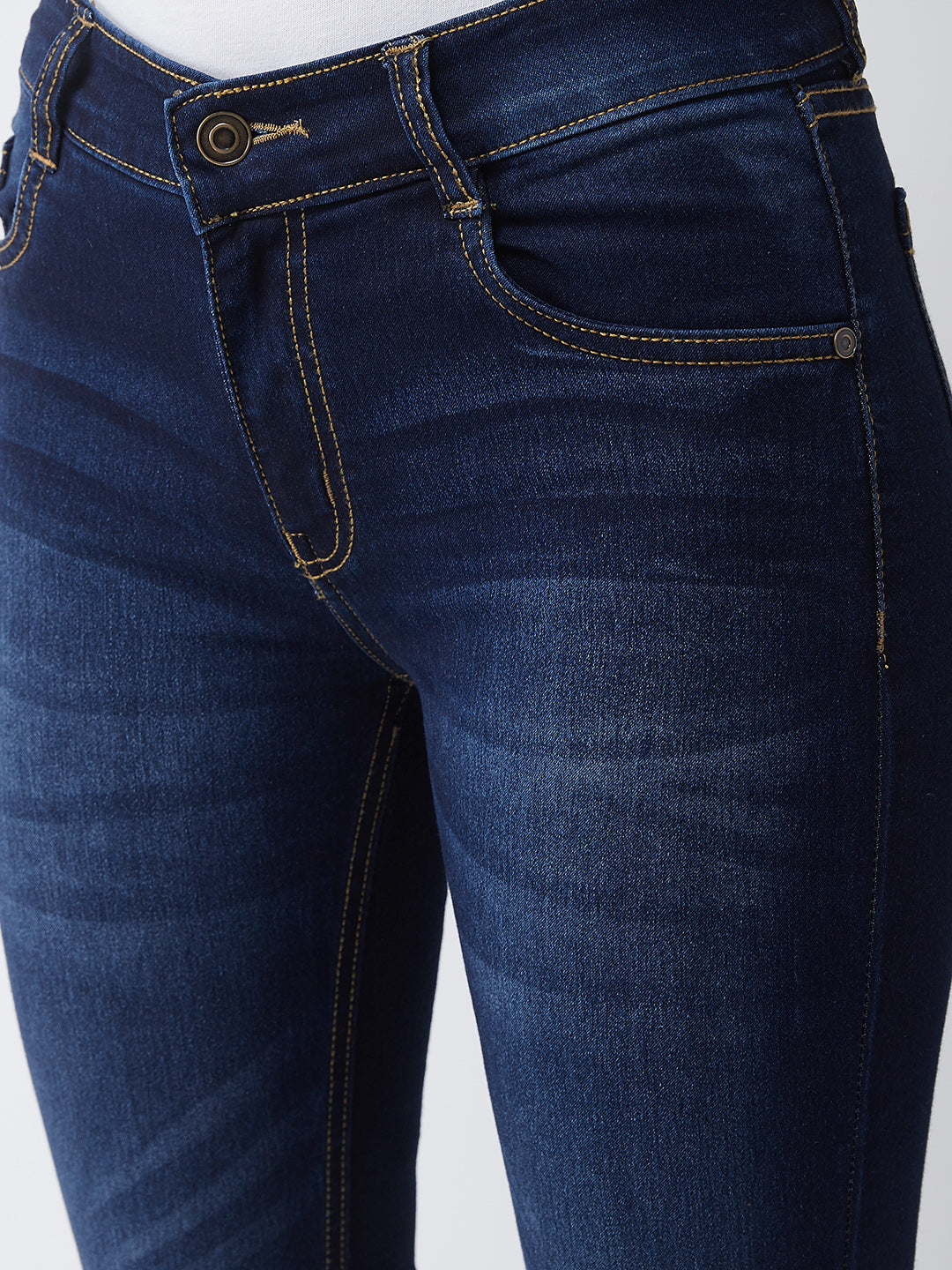 24/7 Comfort Blue Bell-Bottom Mid-Rise Stretchable Denim Jeans