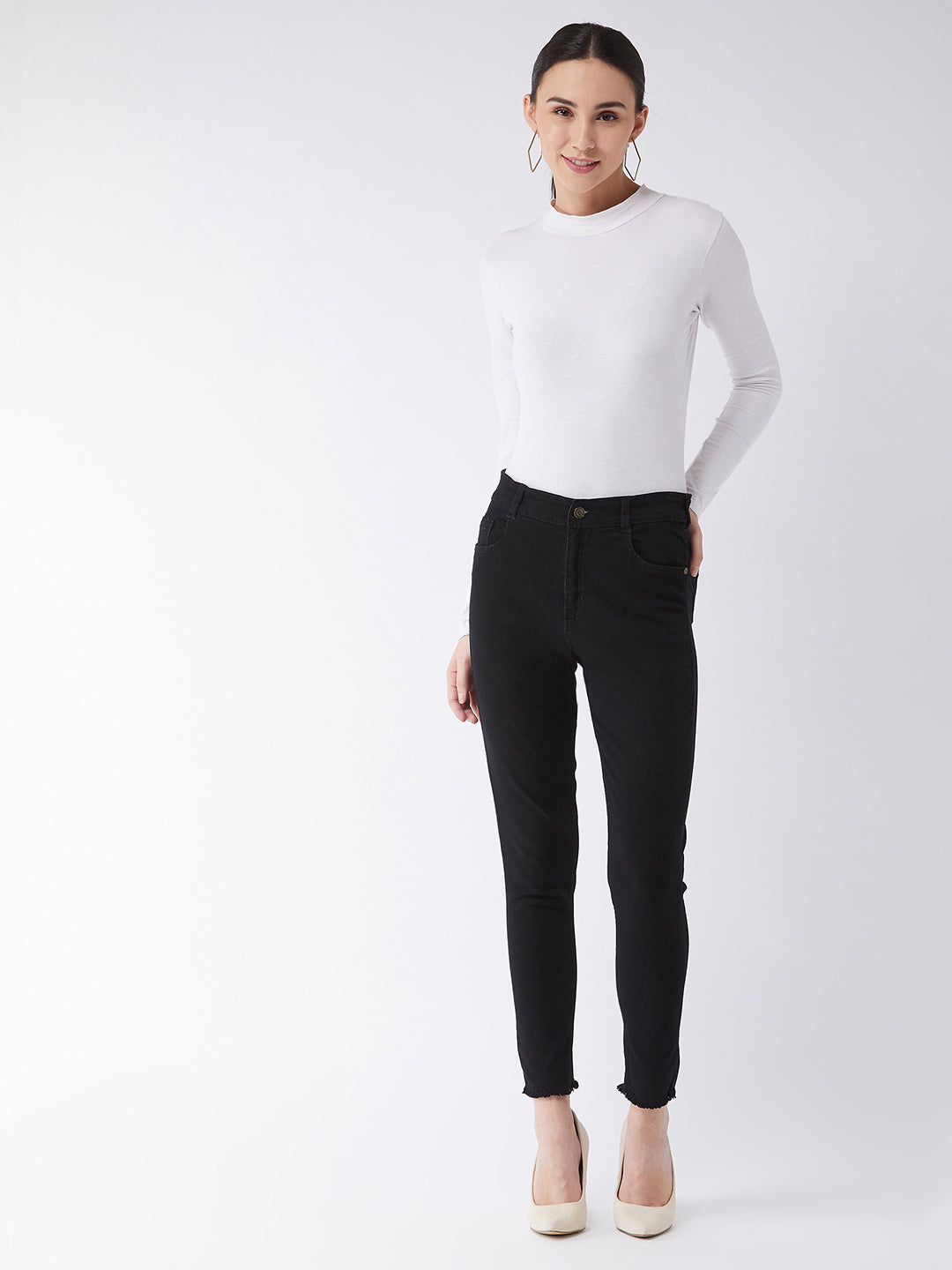 24/7 Comfort Black Slim-Fit High-Rise Denim Jeans