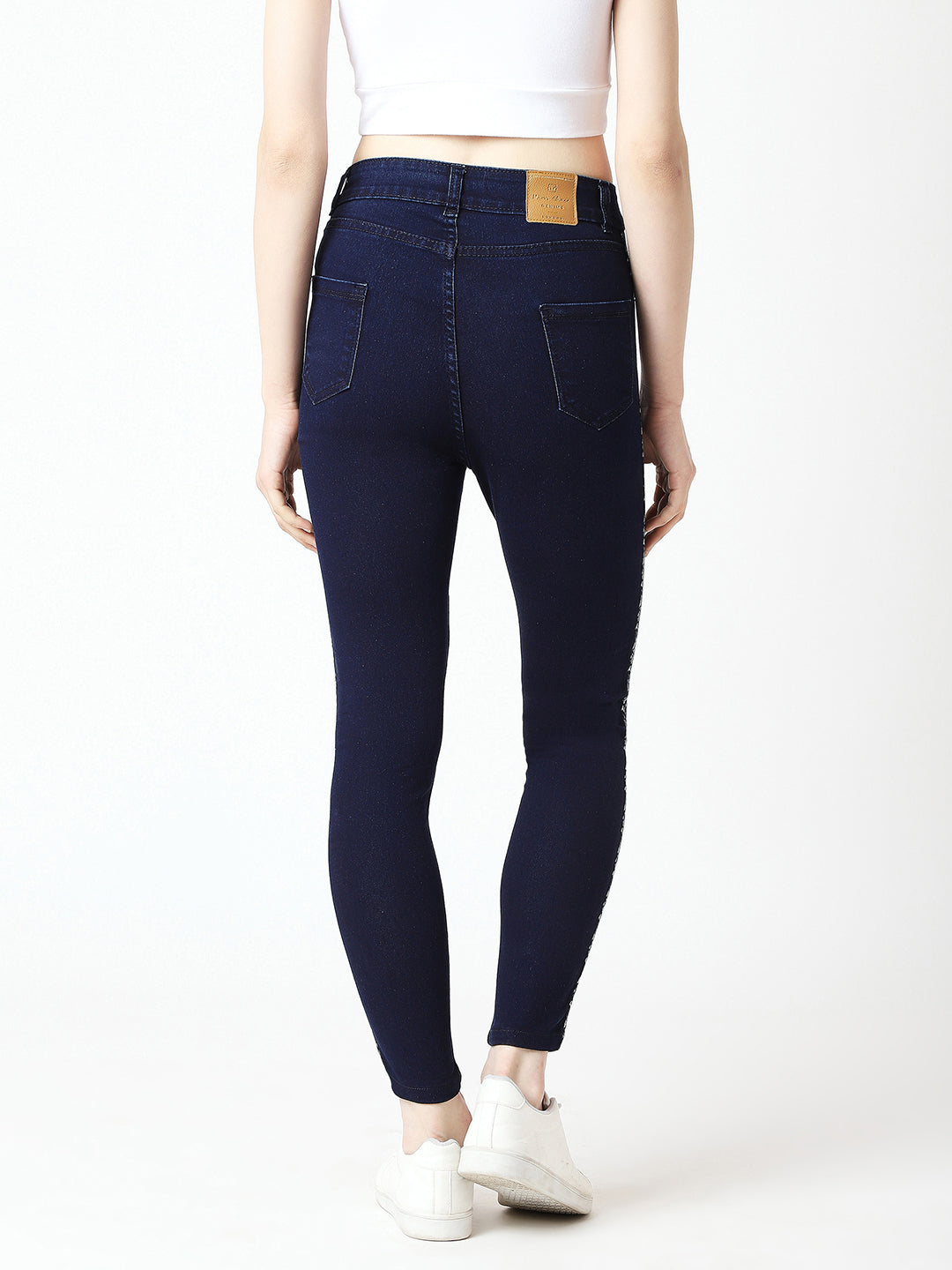 24/7 Comfort Navy-Blue Skinny High-Rise Clean-Look Cropped Denim Jeans