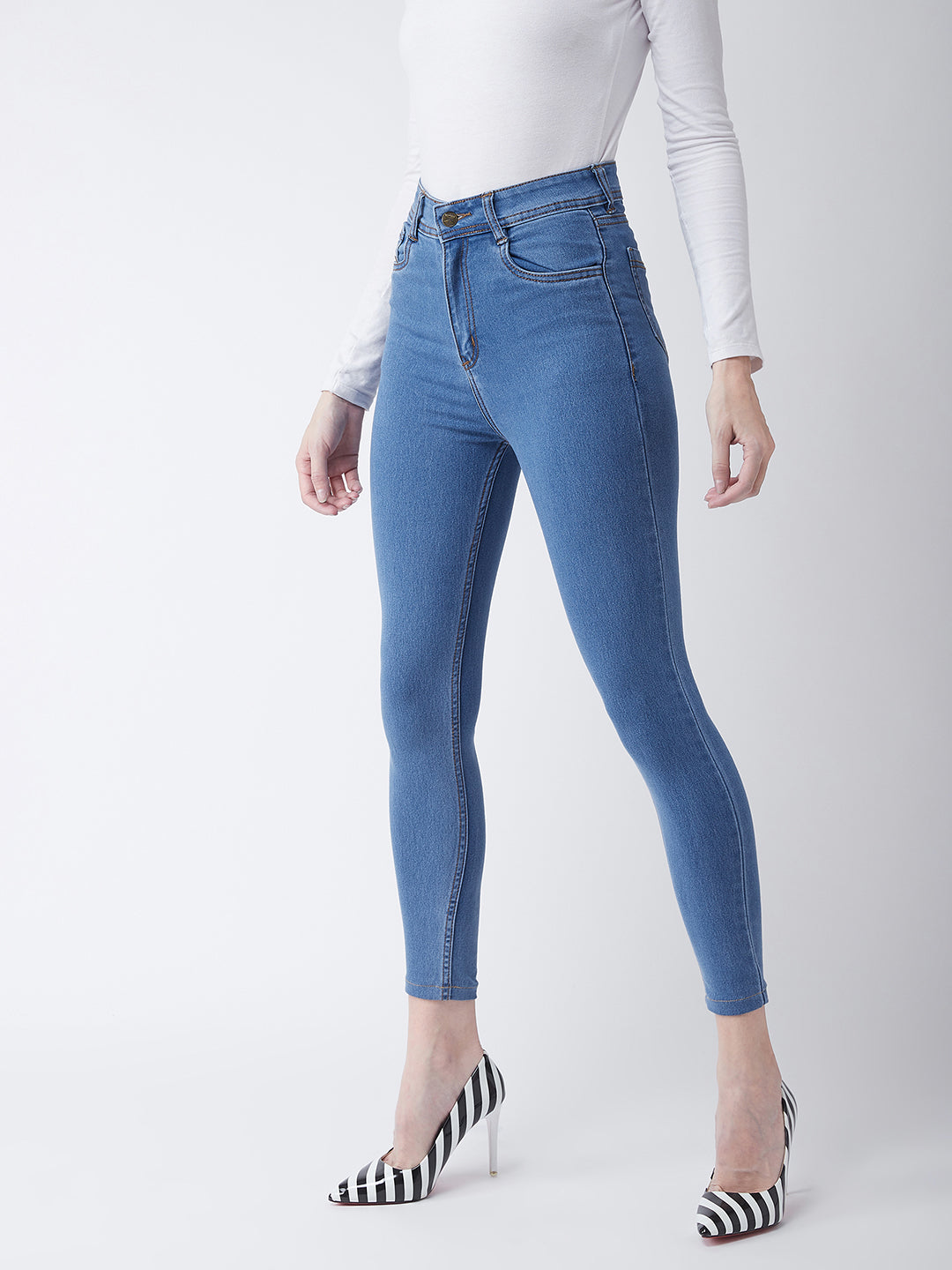 24/7 Comfort Blue Skinny High-Rise Cropped Denim Jeans