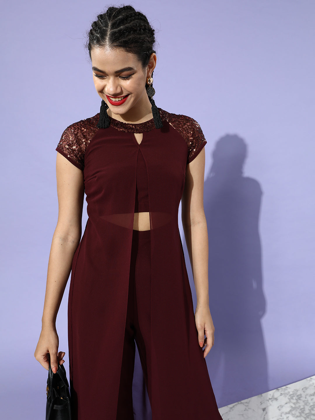 Women's Cocktail Wine Solid Round Neck Short Sleeves Bling Sequined Party Jumpsuit