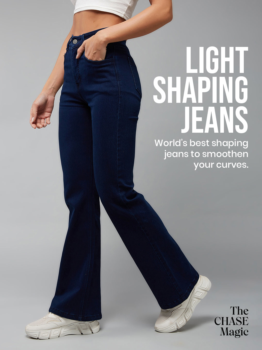 CHASEshape™ Light-Shaping Bootcut High-Rise Navy Blue Denim Jeans