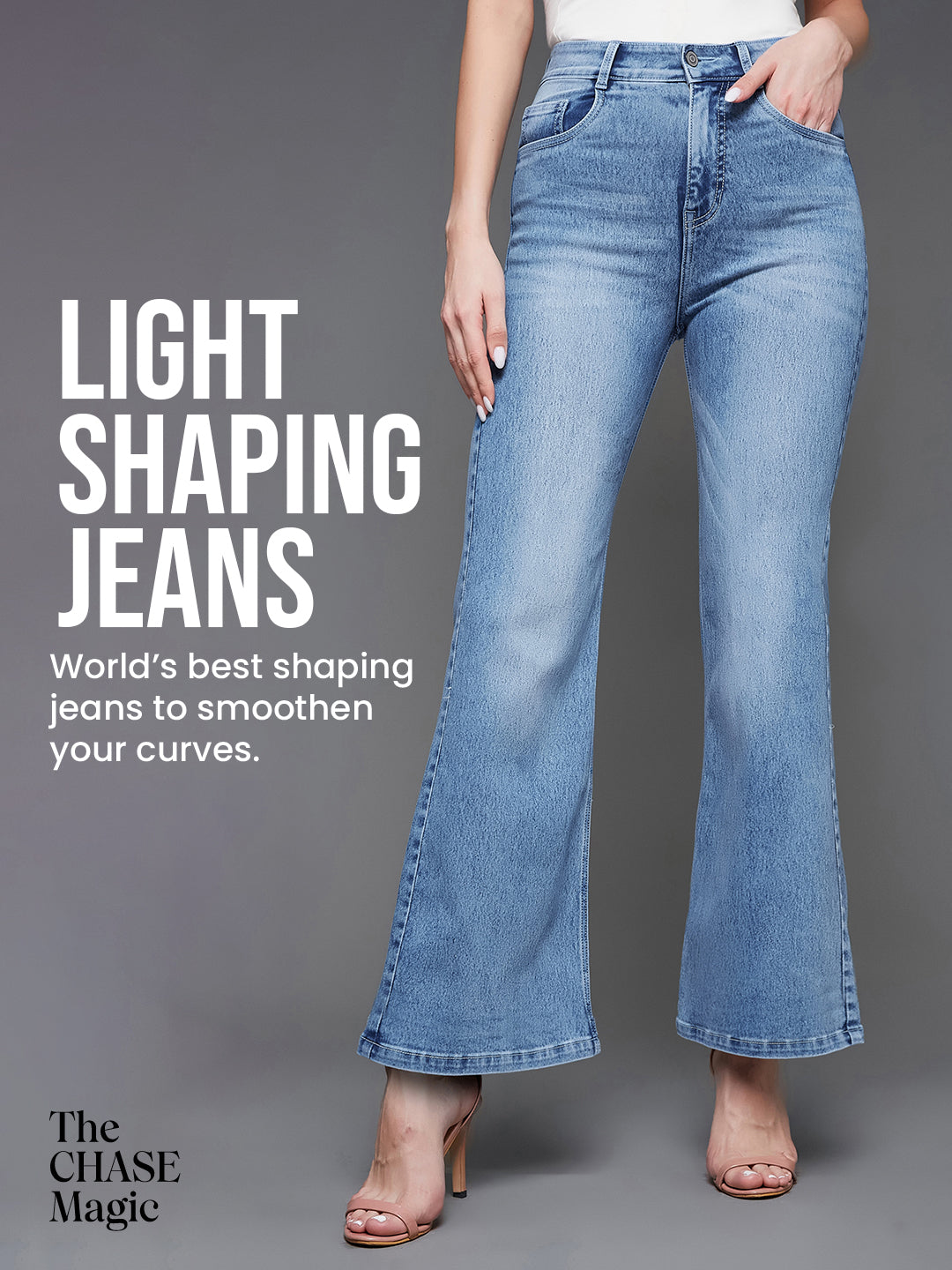 CHASEshape™ Light-Shaping Wide-Leg High-Rise Light-Blue Denim Jeans