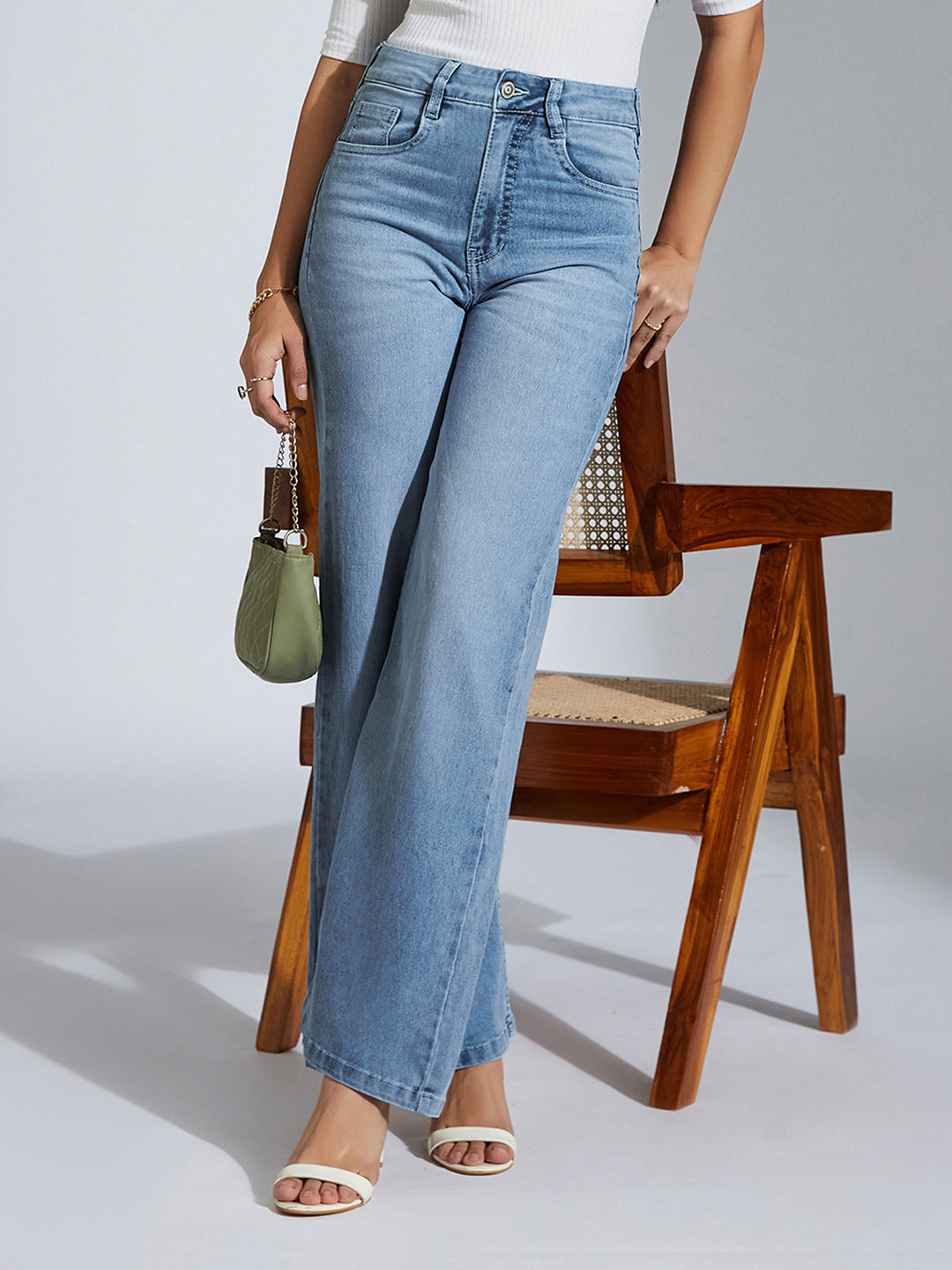 CHASEshape™ Light-Shaping Wide-Leg High-Rise Light-Blue Denim Jeans