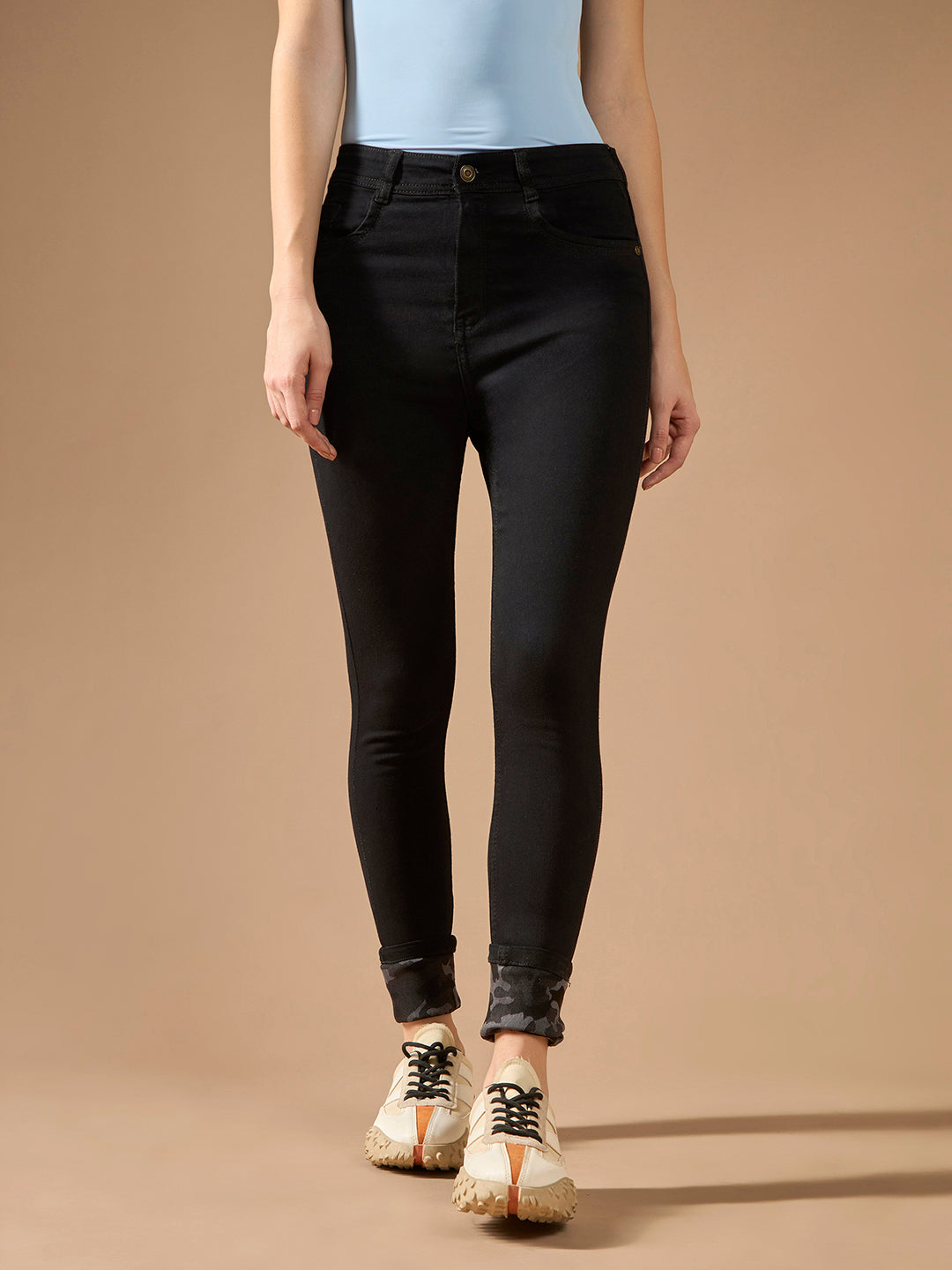 Women's Black High-Rise Slim Fit Regular-Length Stretchable Denim Jeans