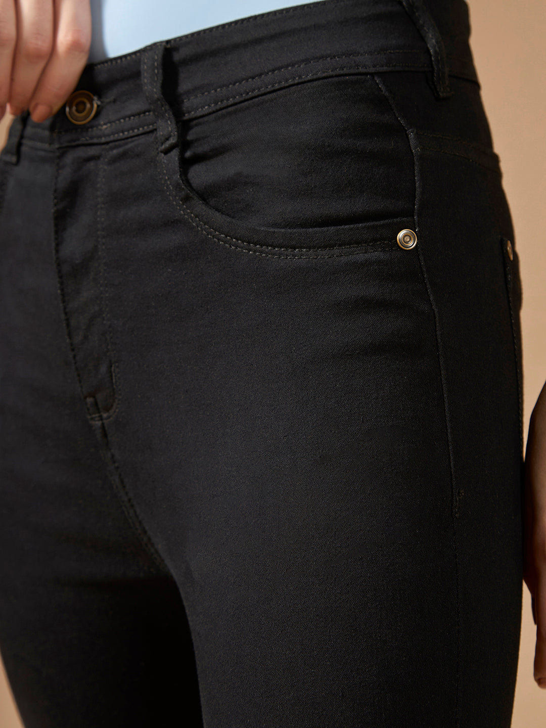 Women's Black High-Rise Slim Fit Regular-Length Stretchable Denim Jeans