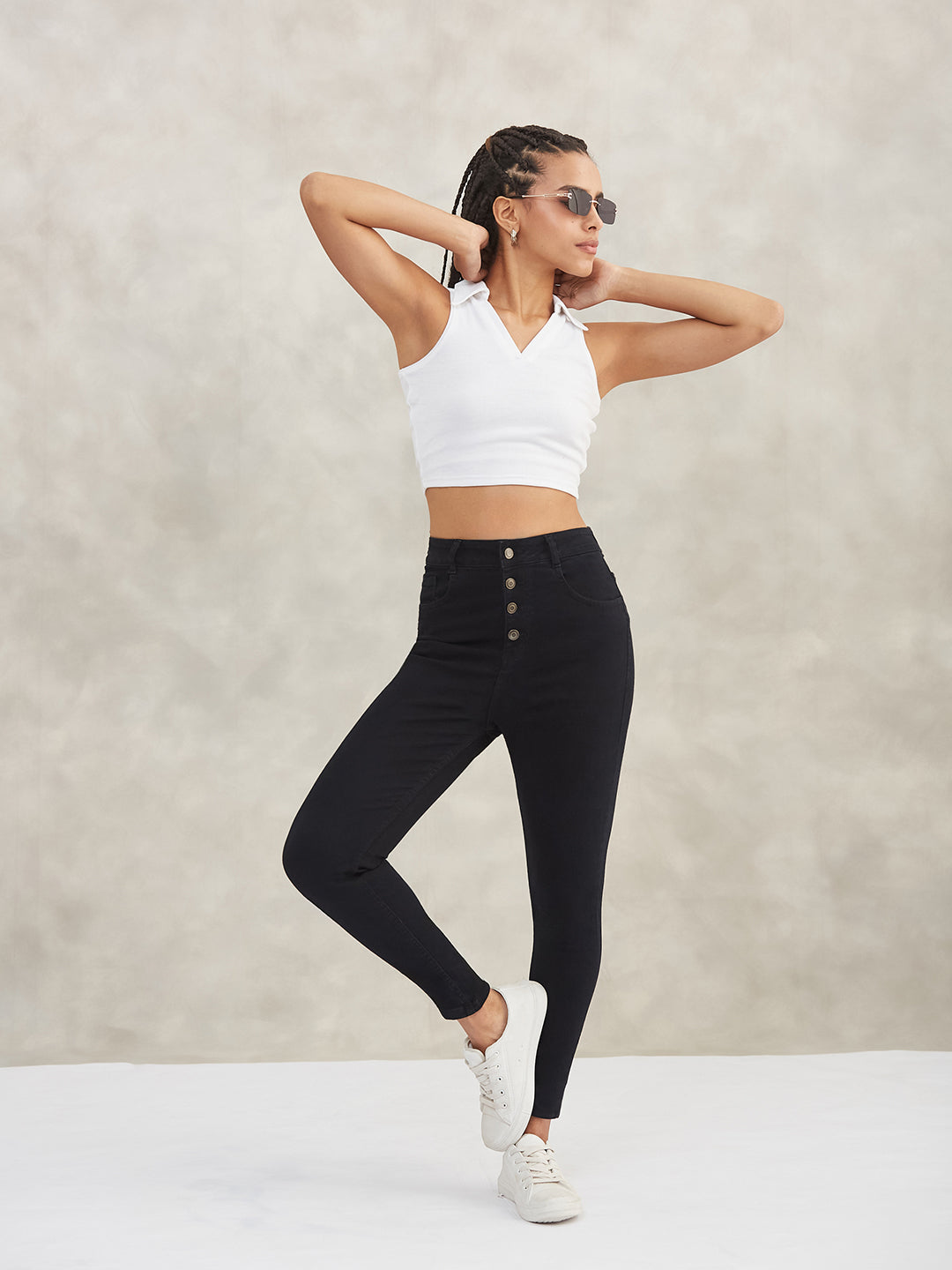 Women's Black Skinny High-Rise Stretchable Denim Jeans