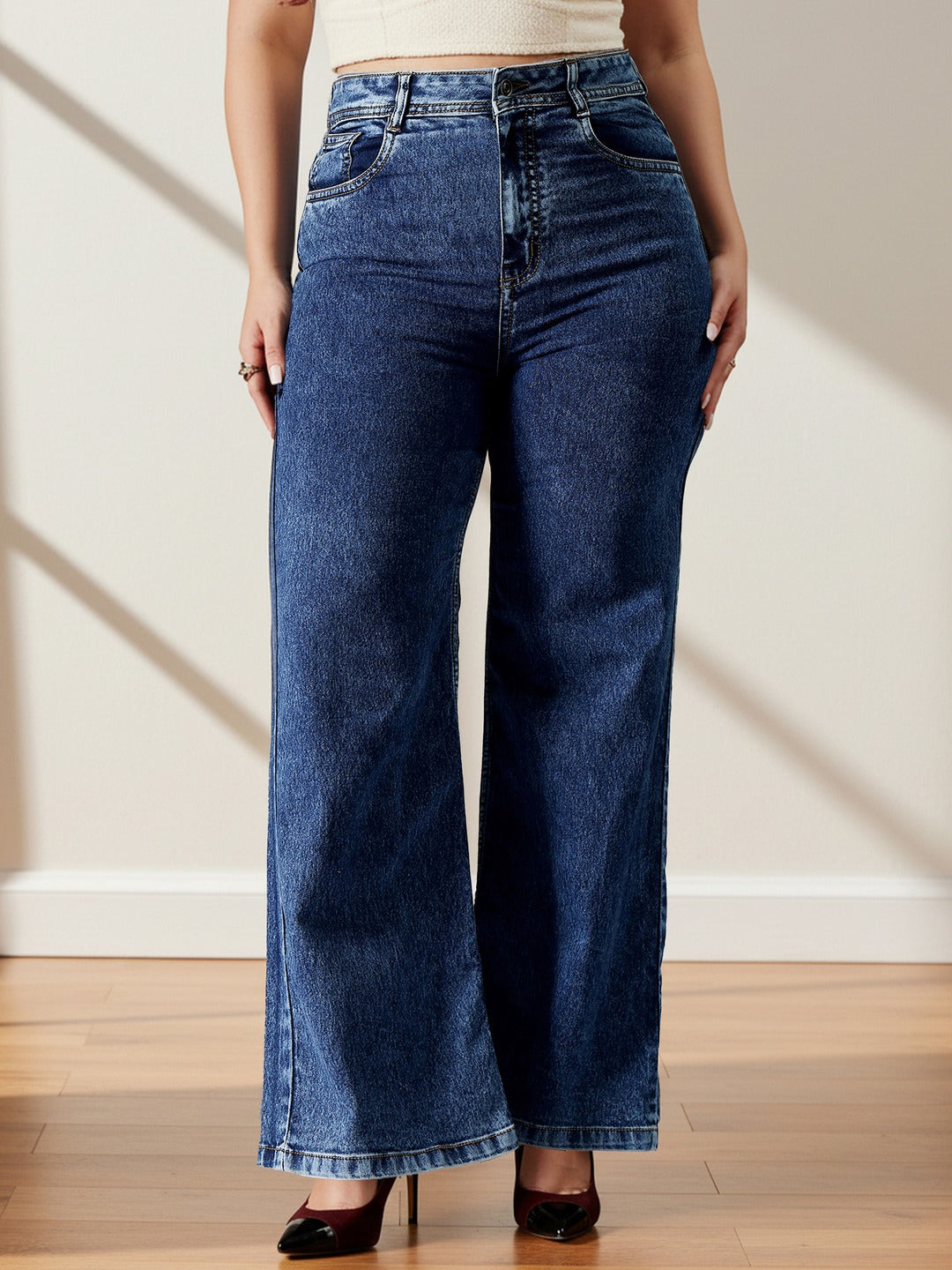 CHASEshape™ Navy Blue Bootcut High Rise Stretchable Denim Shaping Jeans for Women