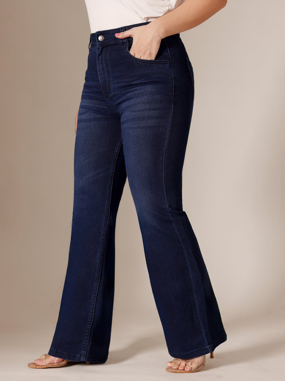 CHASEstretch™ Navy-Blue Bootcut Mid-Rise Denim Jeans for Women