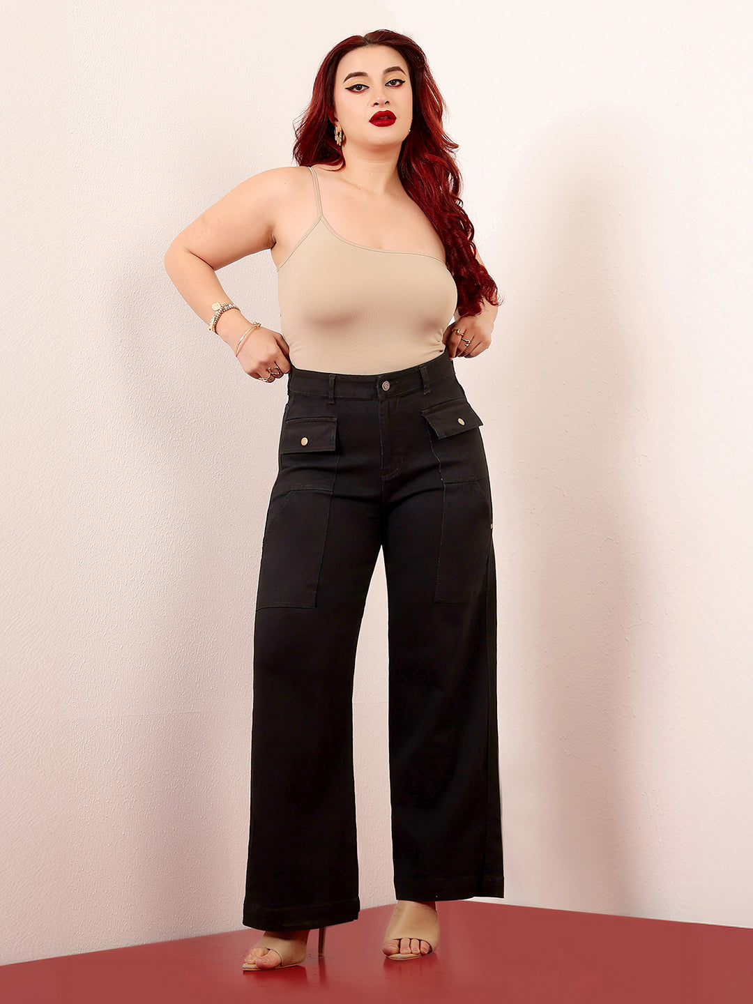 Women's Black Flared High-Rise Regular Stretchable Denim Jeans
