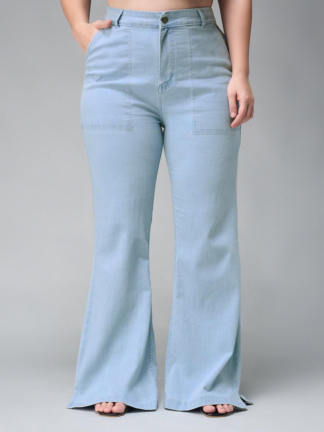 Women's Light Blue Bootcut High rise Stretchable Denim Jeans