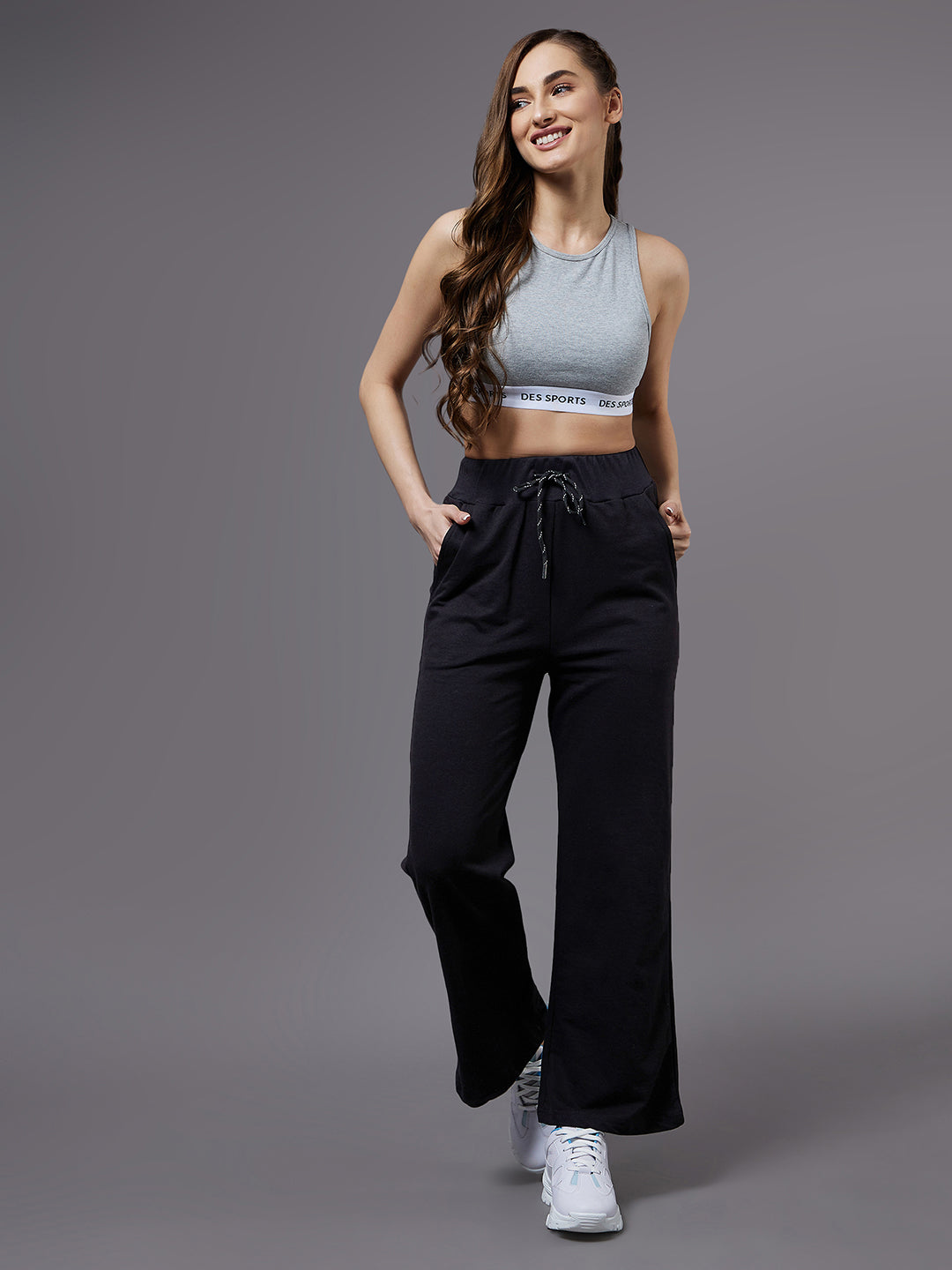 Women's Black Solid Regular Track Pants