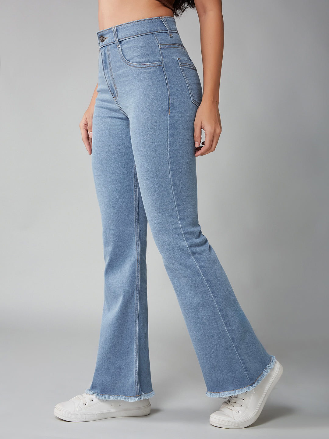 CHASEstretch™ Light-Blue Bootcut High-Rise Clean look Regular Stretchable Denim Jeans for Women