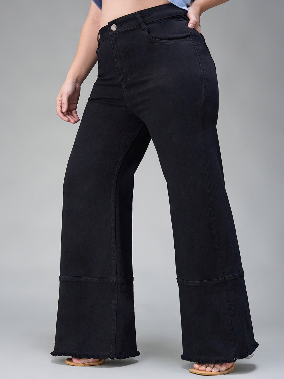 CHASEstretch™ Black Wide Leg High-Rise Clean Look Regular-Length Stretchable Denim Jeans
