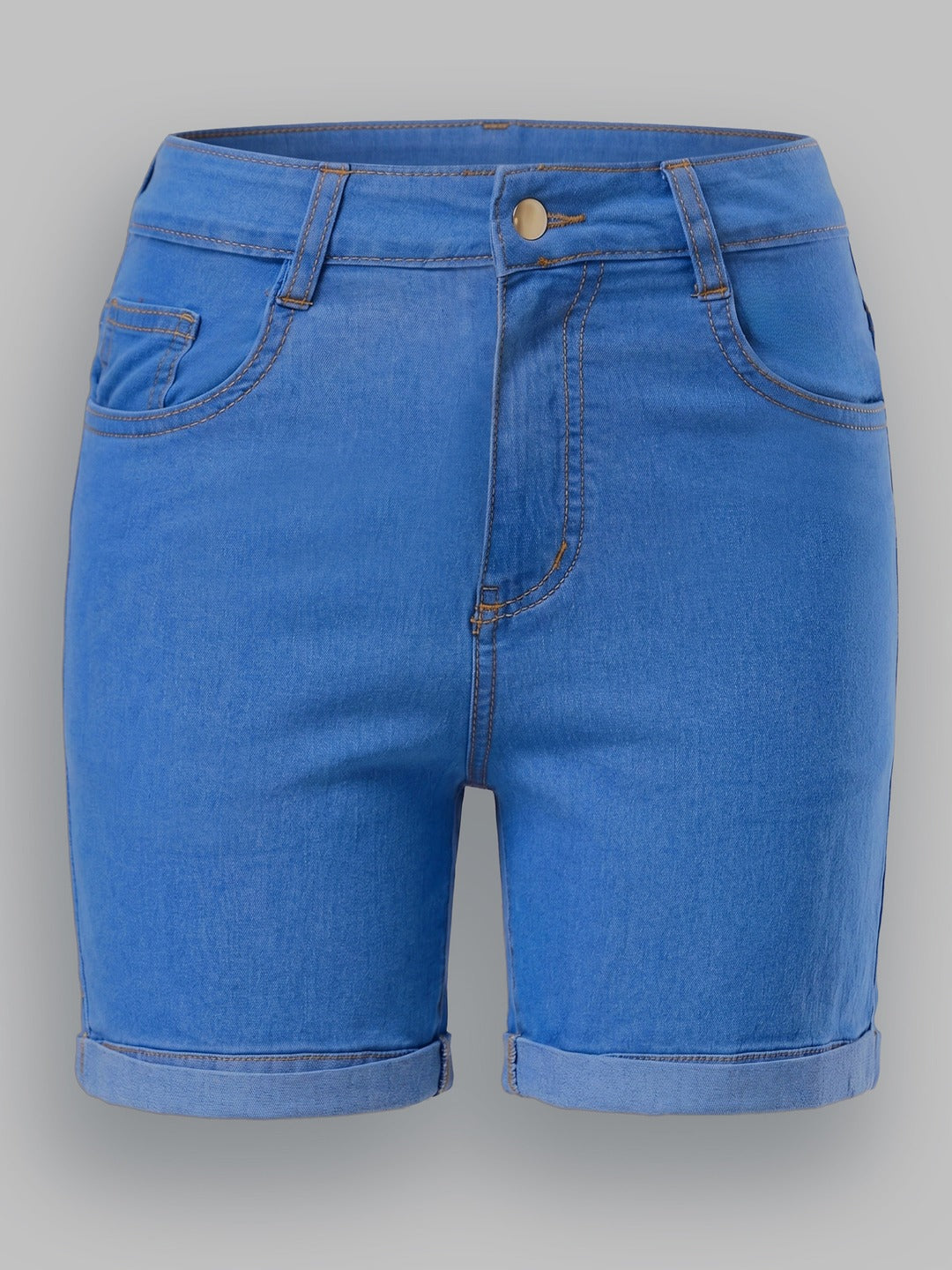 Blue Relaxed Fit Mid Rise Light Weight Denim Shorts for Women
