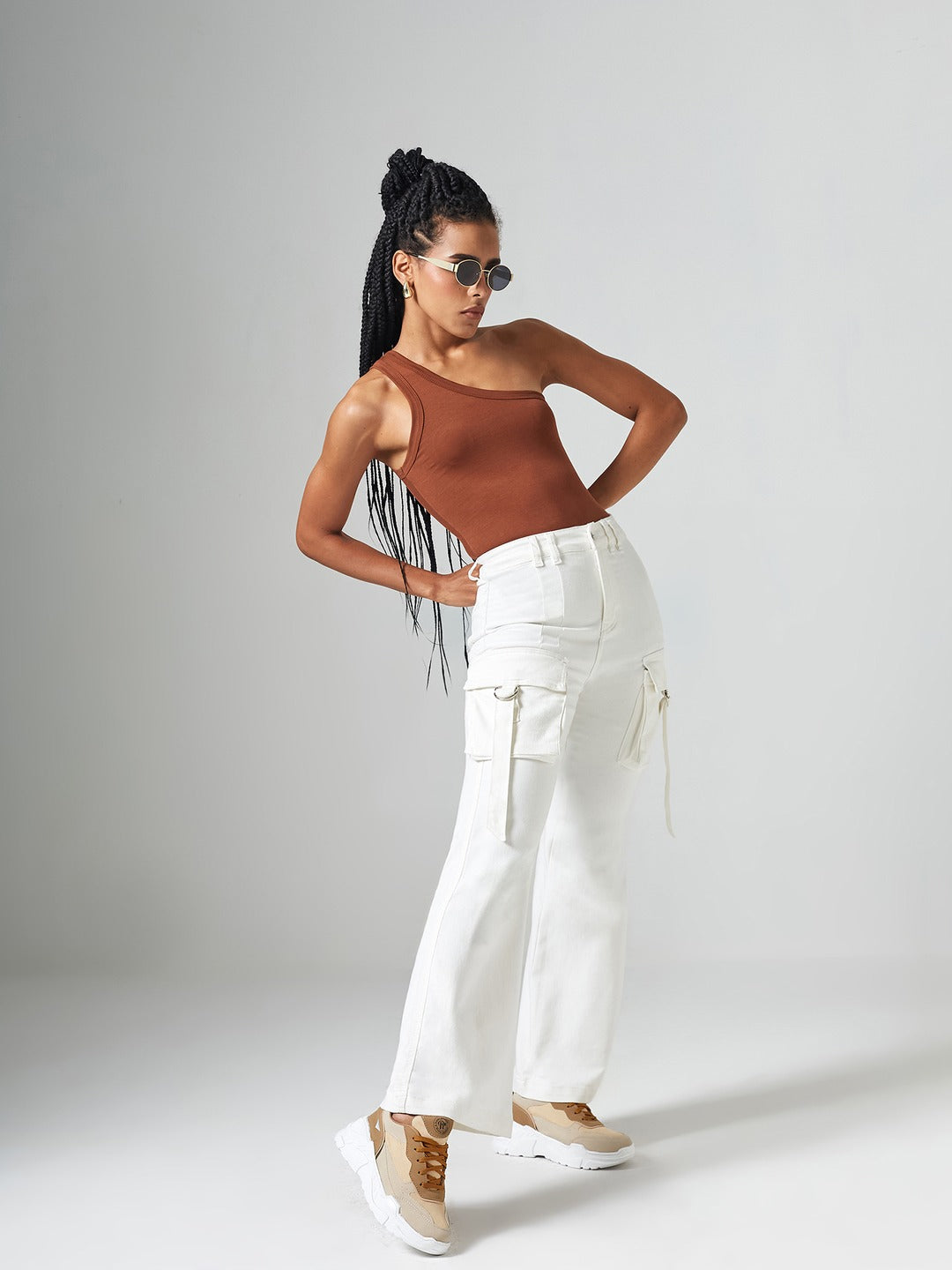 White Bootcut High rise Clean look Regular Stretchable Denim Jeans for Women
