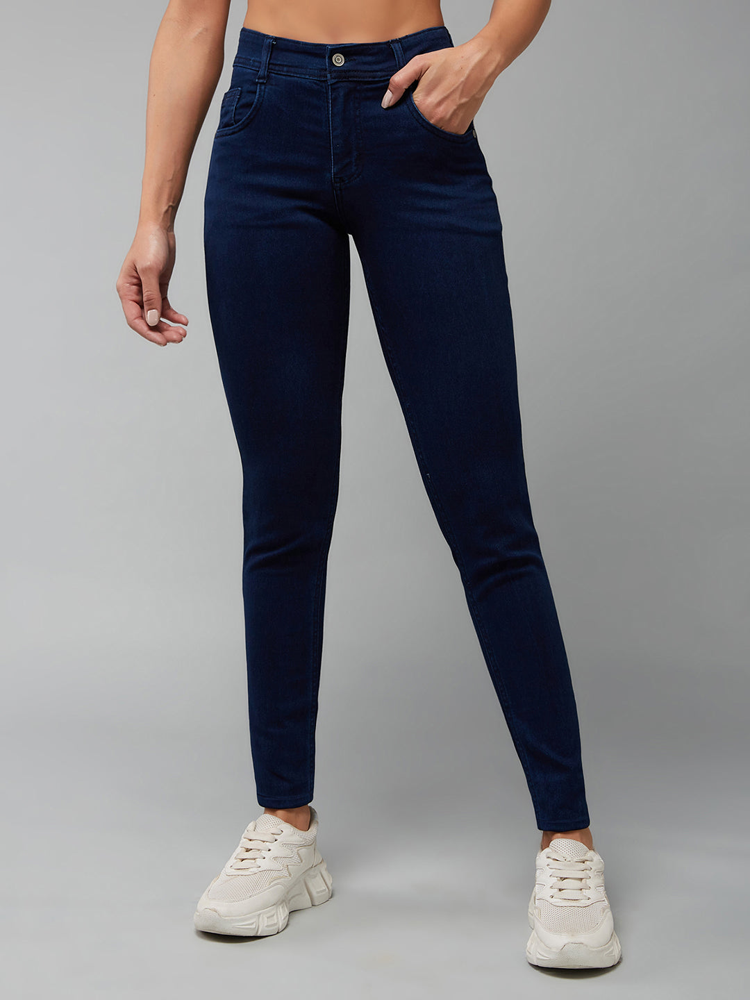 CHASEstretch™ Women's Navy Blue Skinny Fit Mid Rise Denim Jeans