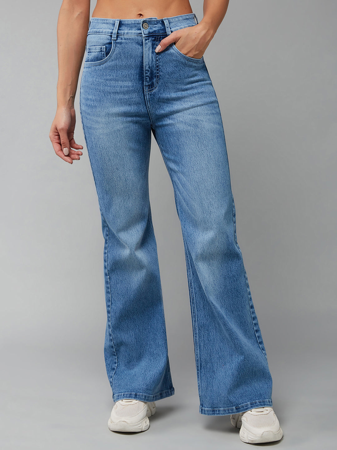 CHASEshape™ Light Blue Wide Leg High Rise Stretchable Denim Jeans