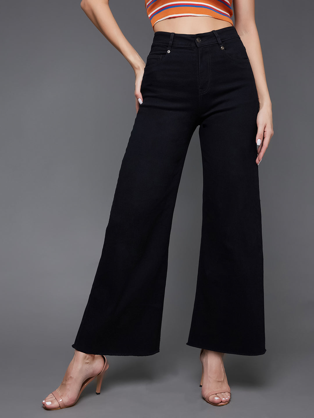 CHASEstretch™ Women's Black High Rise Wide Leg Denim Jeans