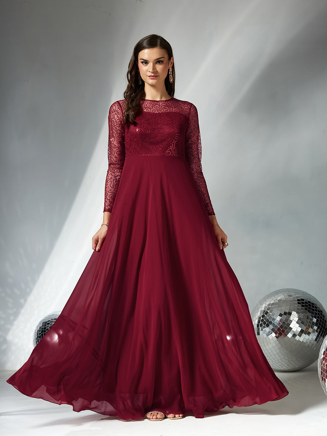 Black Solid Embellished Maxi Dress for Women