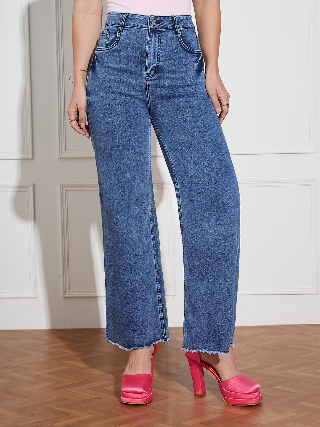 CHASEstretch™ Women's Navy-Blue Wide Leg High-Rise Denim Jeans